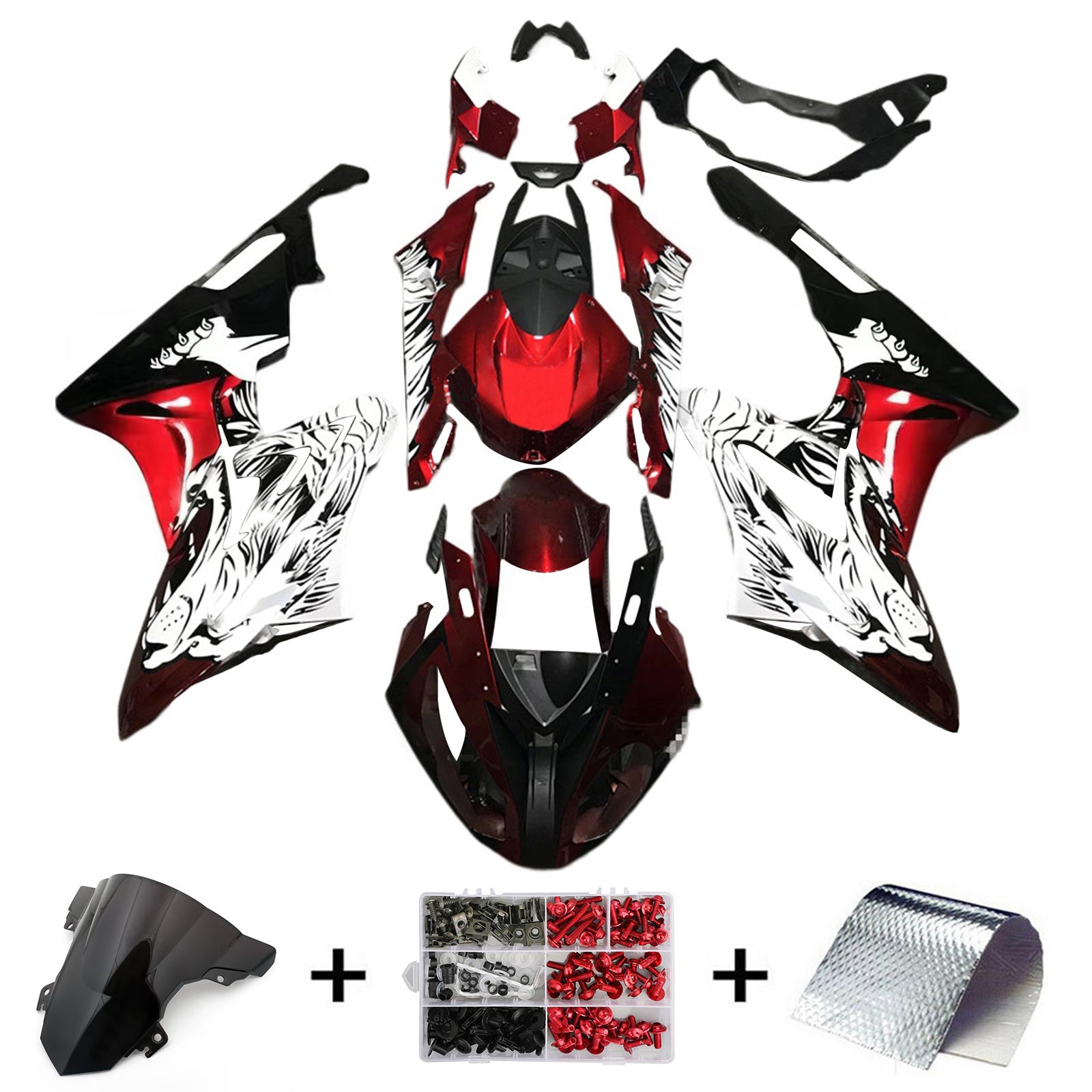 Amotopart BMW S1000RR 2017-2018 Black&Red Style7 Fairing Kit