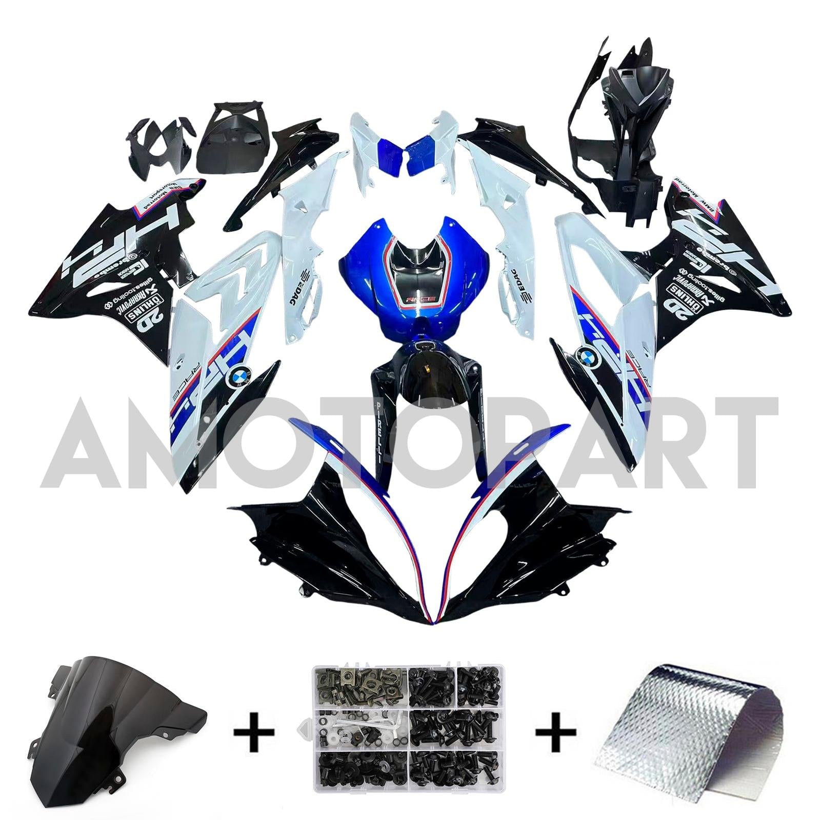 Amotopart BMW S1000RR 2017-2018 Black & Blue Failing Kit
