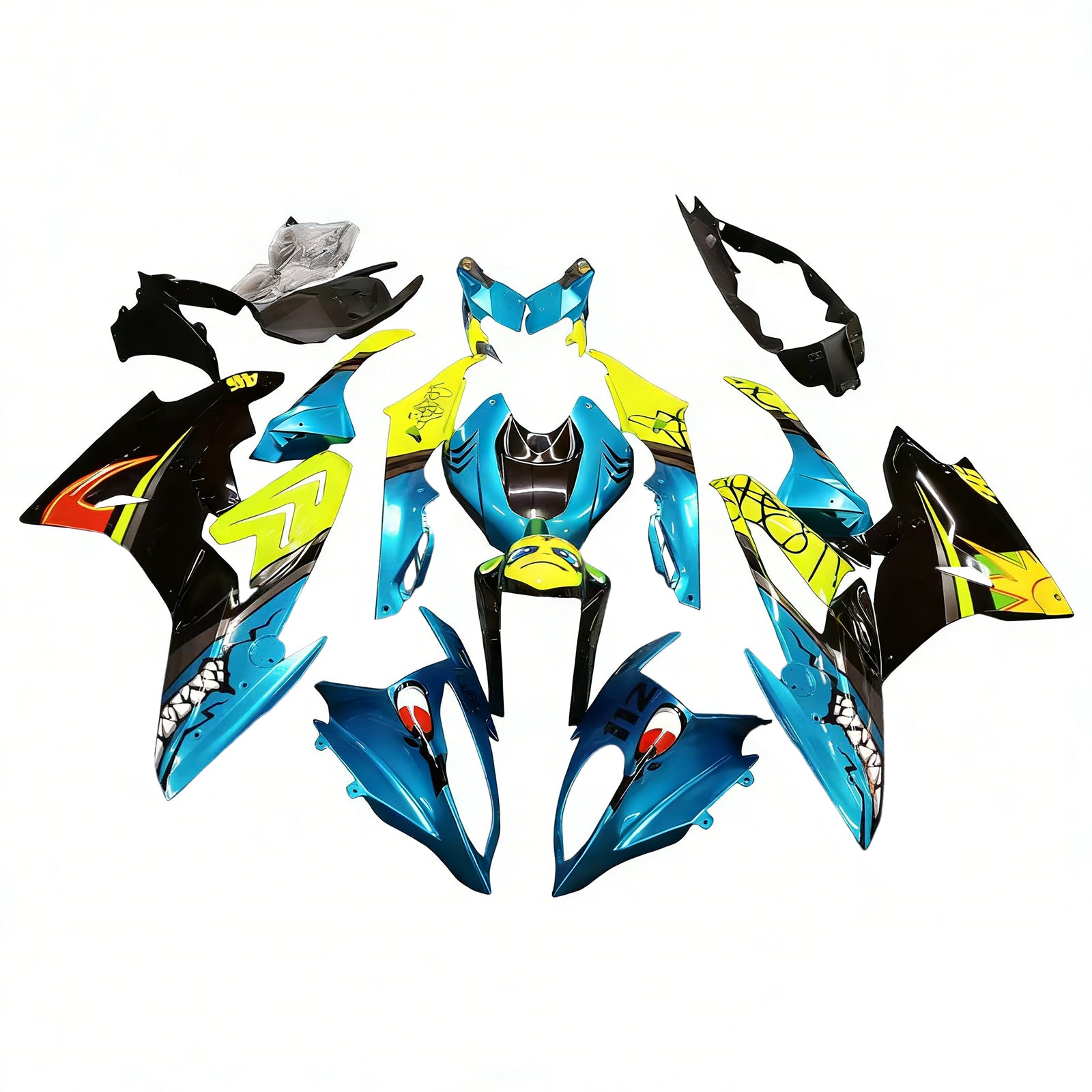 Amotopart BMW S1000RR 2017-2018 Blue&Yellow Monster Style4 Fairing Kit