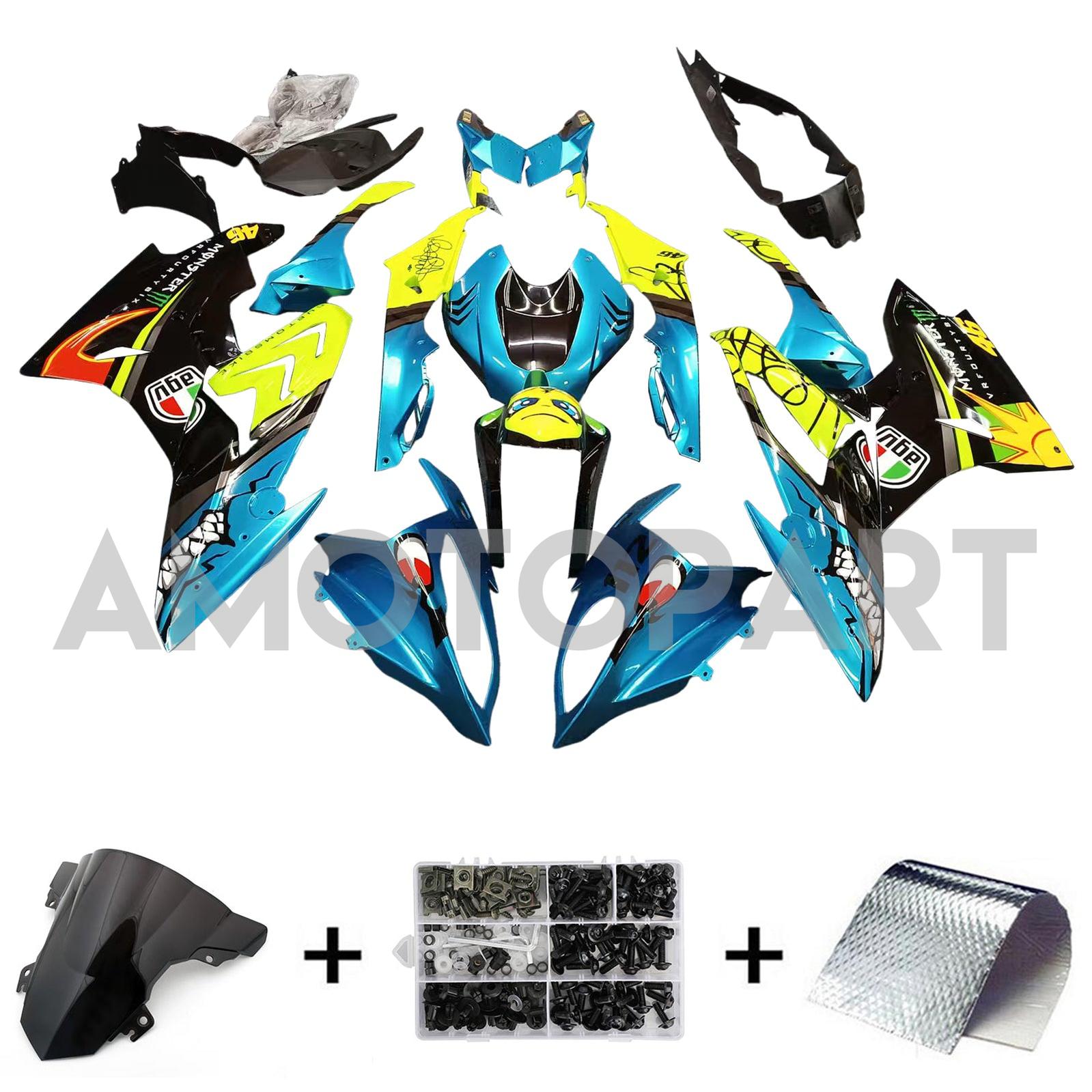 Amotopart BMW S1000RR 2017-2018 Blue&Yellow Monster Style4 Fairing Kit