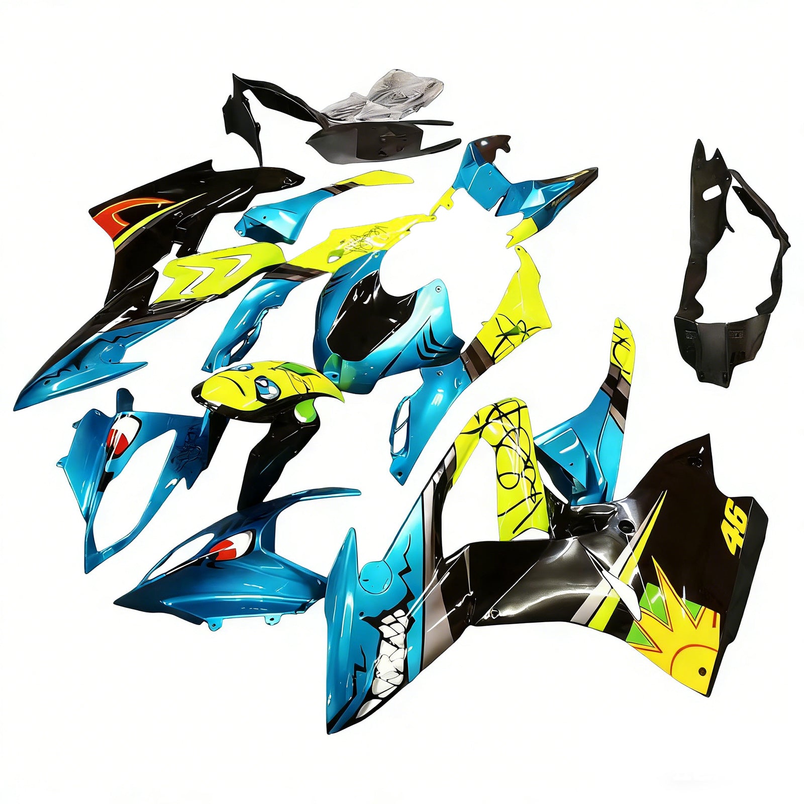 Amotopart BMW S1000RR 2017-2018 Blue & Yellow Monster Style4 Fairing Kit