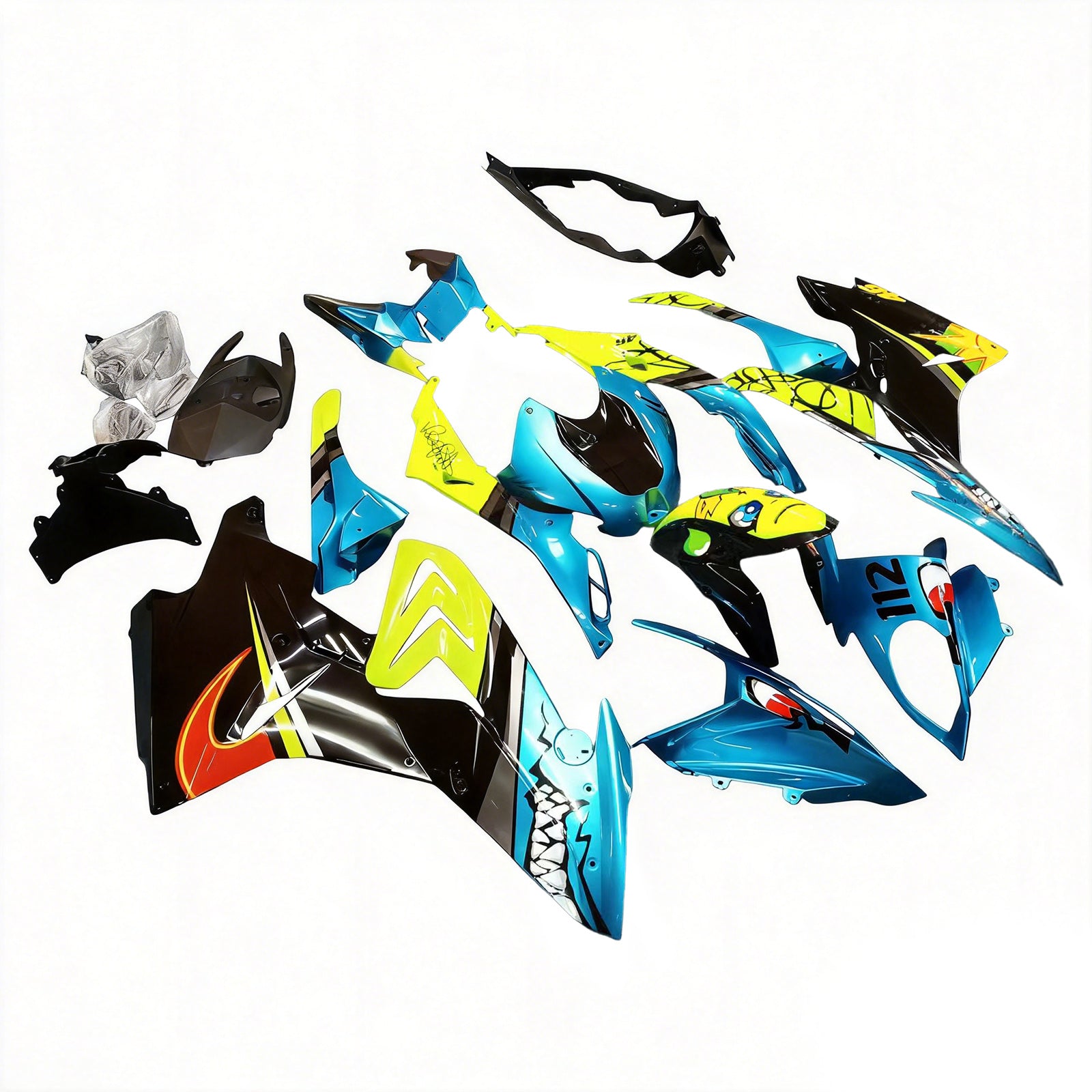 Amotopart BMW S1000RR 2017-2018 Blue & Yellow Monster Style4 Fairing Kit
