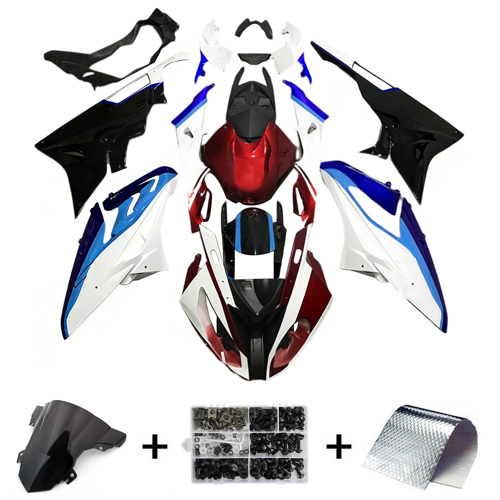 Amotopart BMW S1000RR 2017-2018 Blue&Red Style5 Fairing Kit