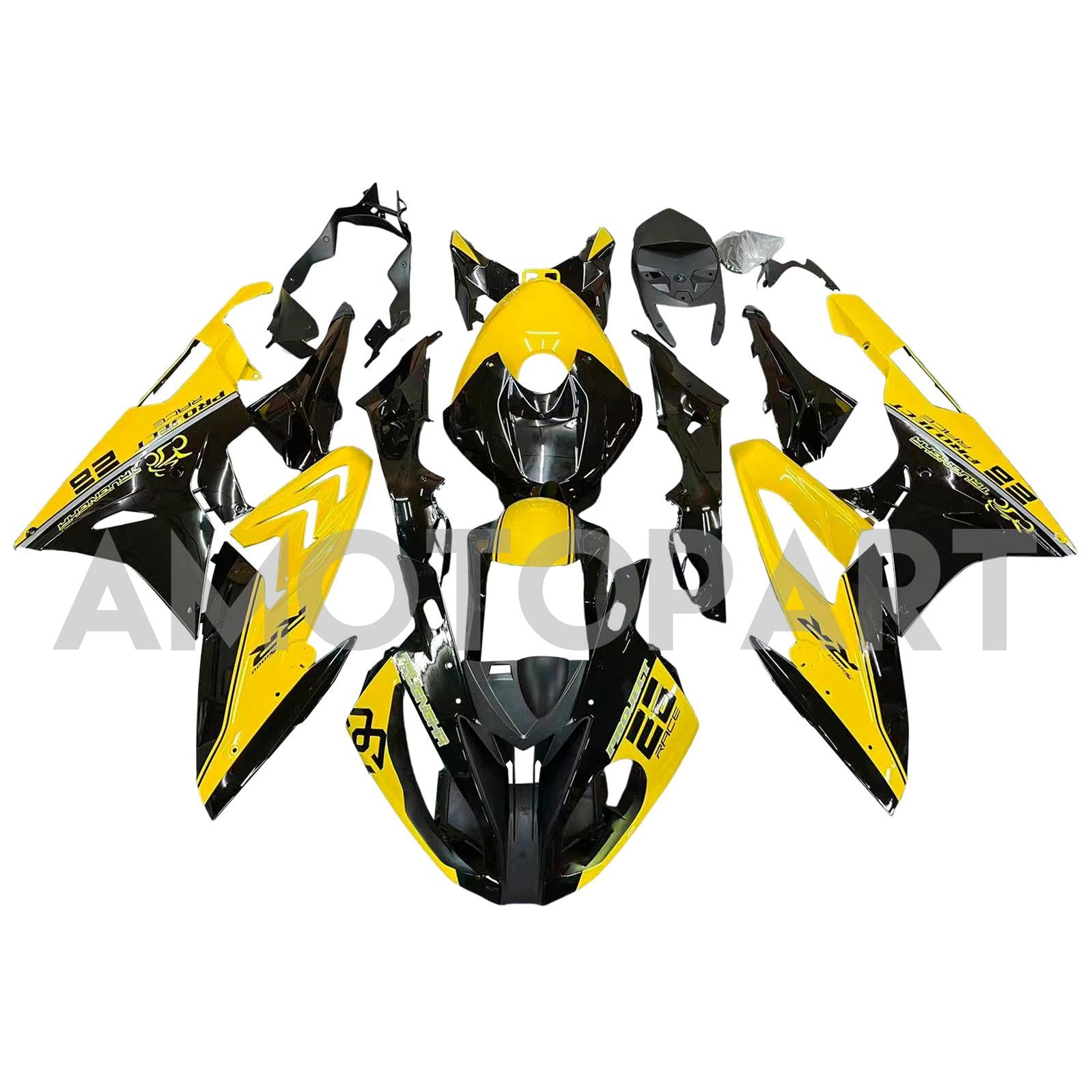 Amotopart BMW S1000RR 2017-2018 Kit de carenado amarillo y negro