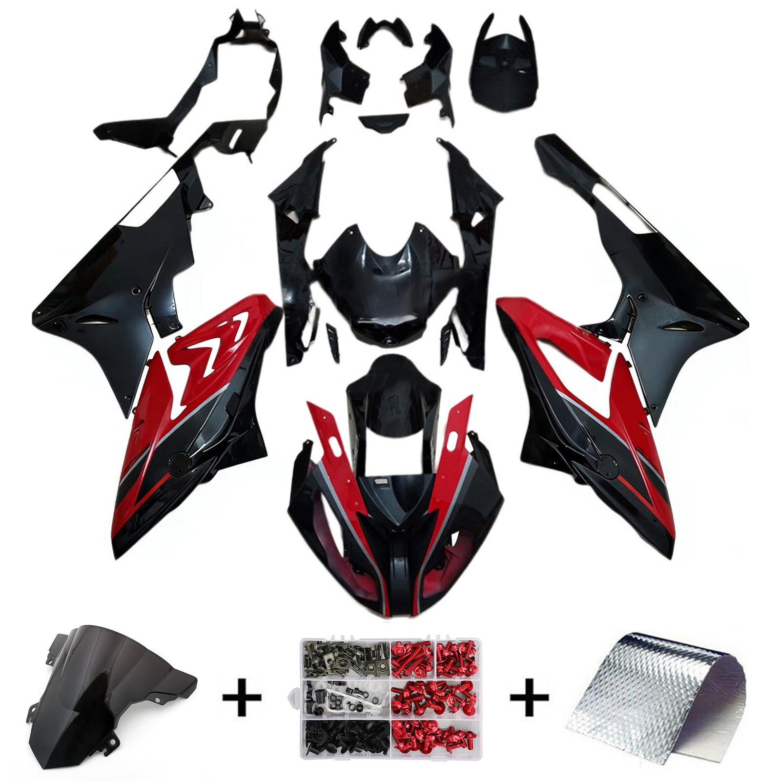 Amotopart BMW S1000RR 2017-2018 ブラック&レッド Style4 フェアリングキット