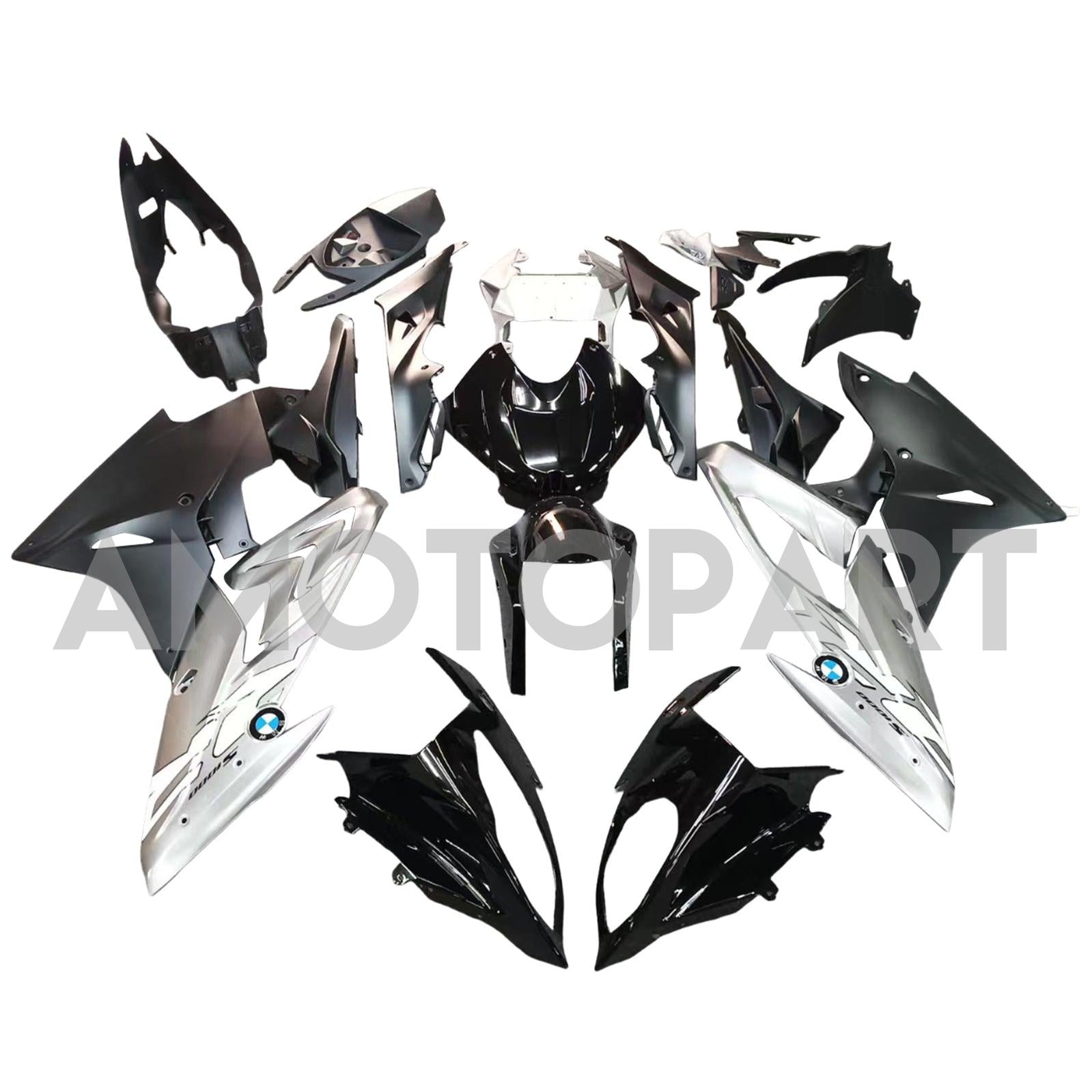 Amotopart BMW S1000RR 2017-2018 Black&Silver Fairing Kit
