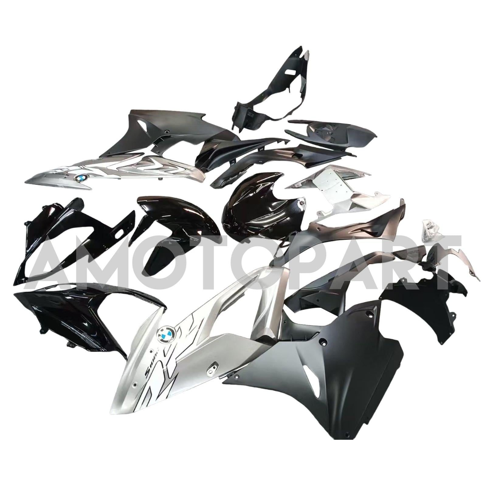 Amotopart BMW S1000RR 2017-2018 ブラック&シルバー フェアリングキット