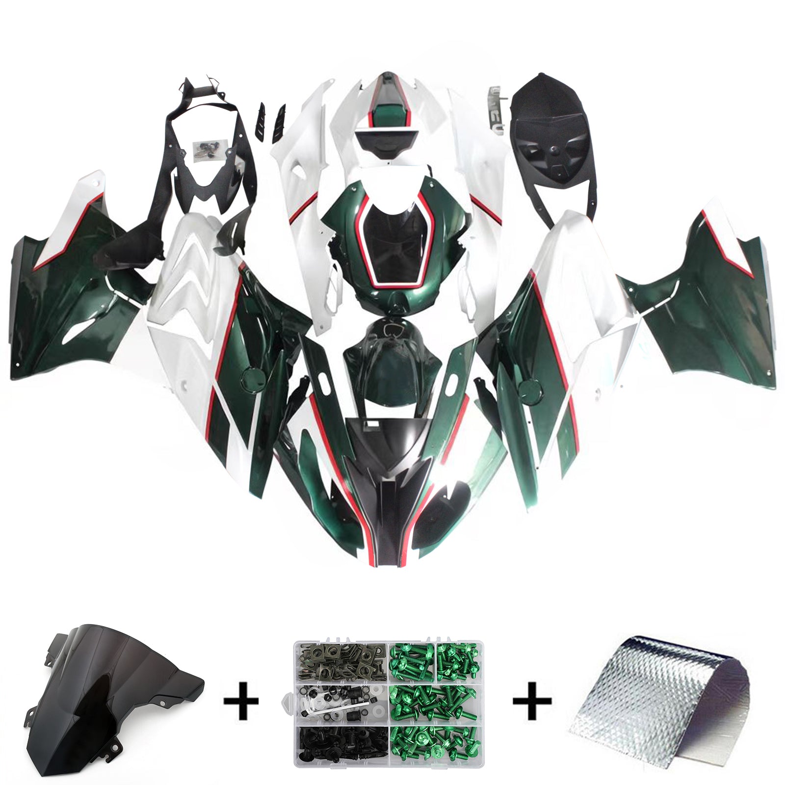 Amotopart BMW S1000RR 2017-2018 Green&White Fairing Kit
