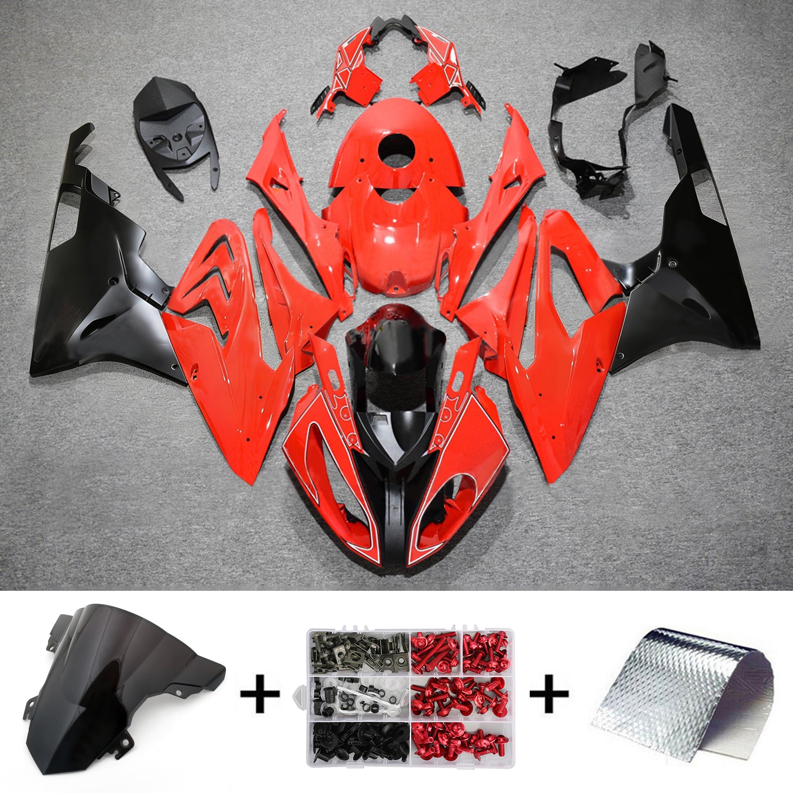Amotopart 2017-2018 BMW S1000RR Glossy Red Black Fairing Kit