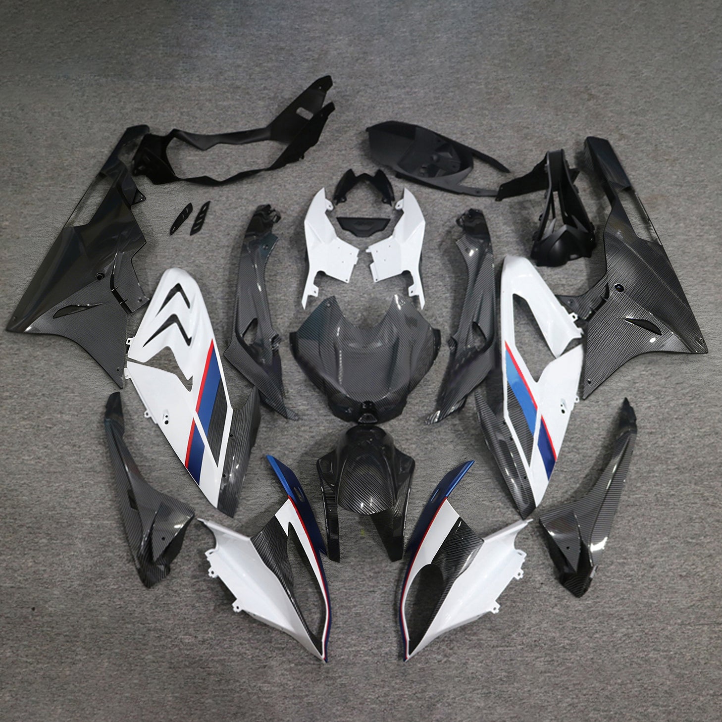 Amotopart 2017-2018 BMW S1000RR Carbon Fiber Pattern White Fairing Kit