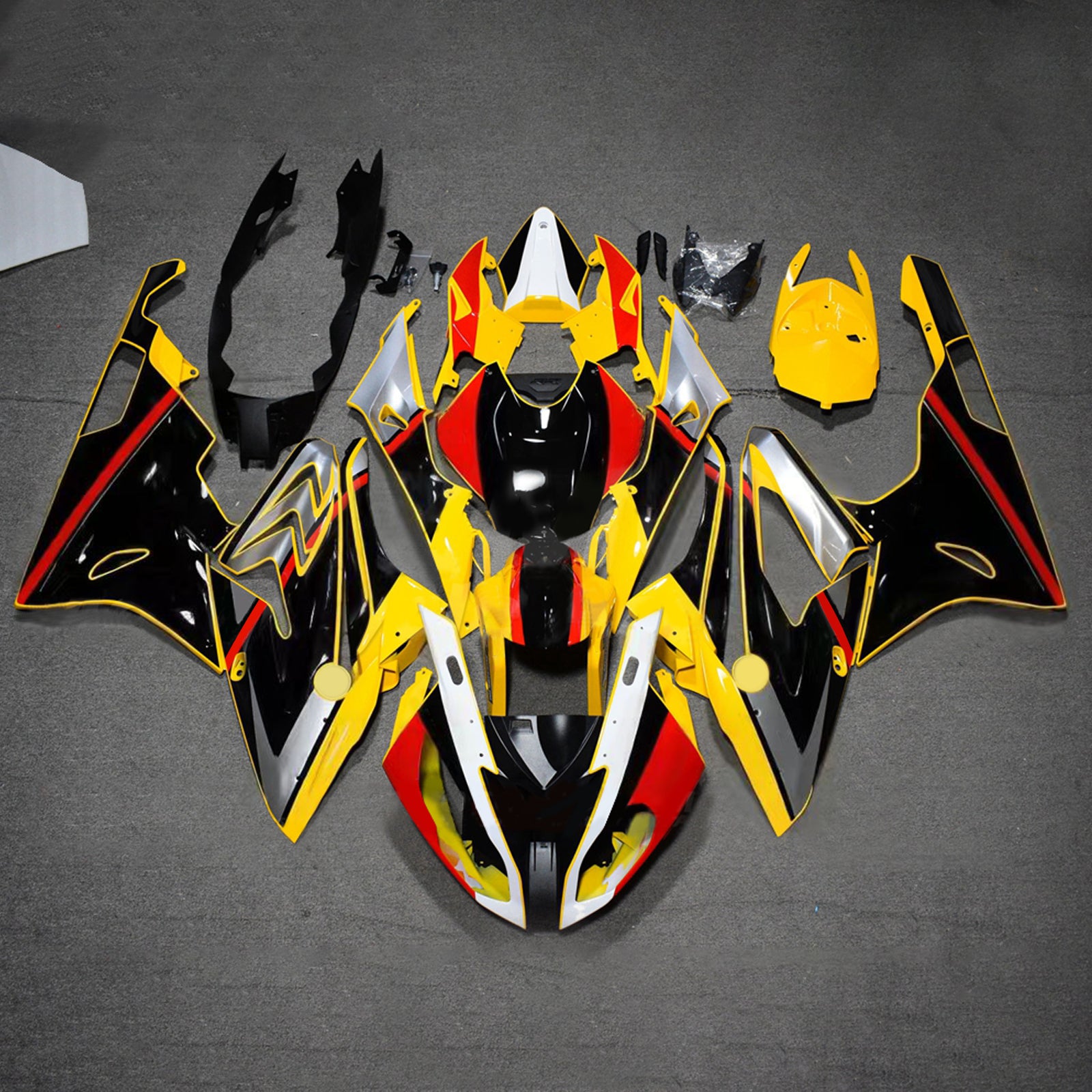 Amotopart 2017-2018 BMW S1000RR Glossy Yellow Black Fairing Kit