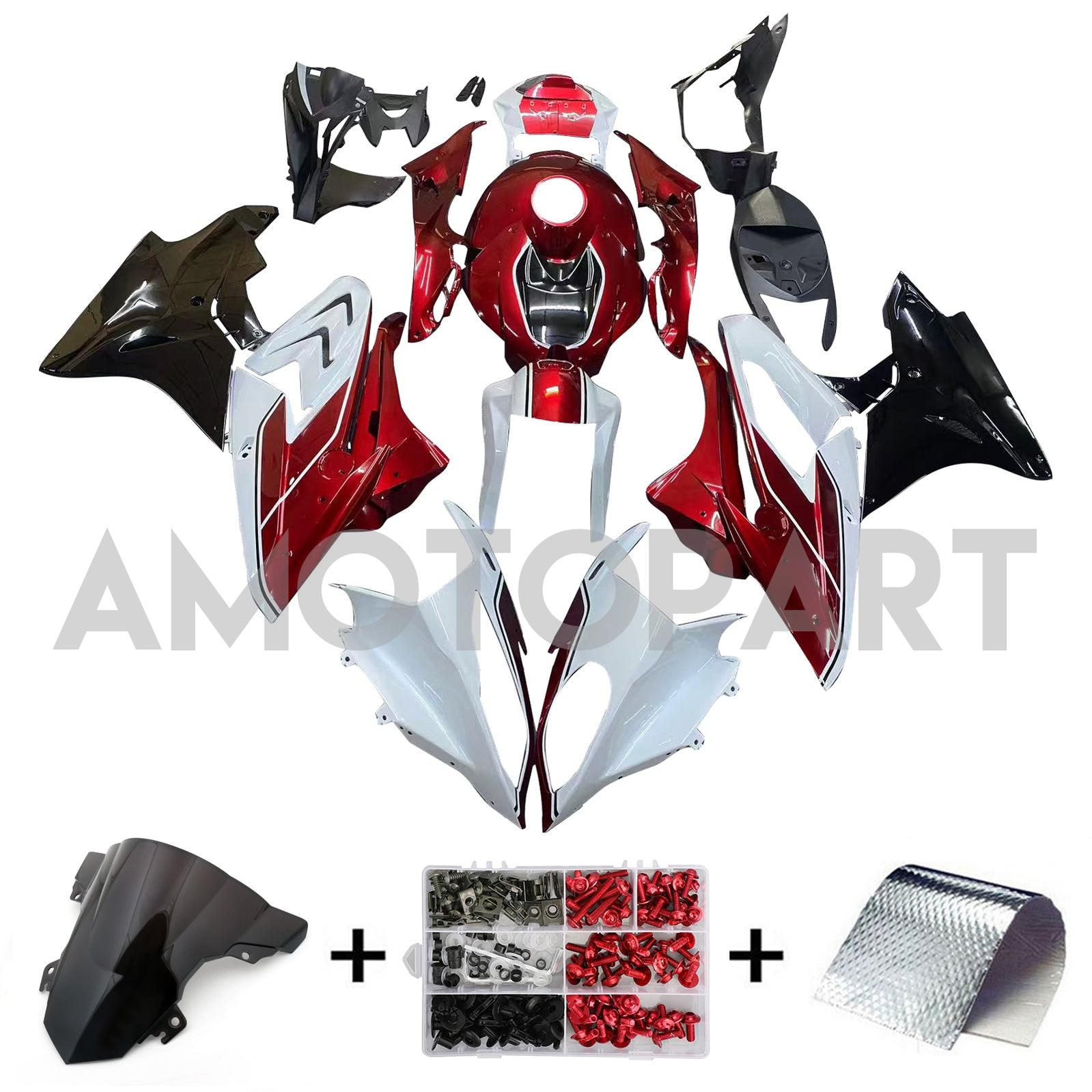 Amotopart 2017-2018 BMW S1000RR Glossy Red Black White Fairing Kit