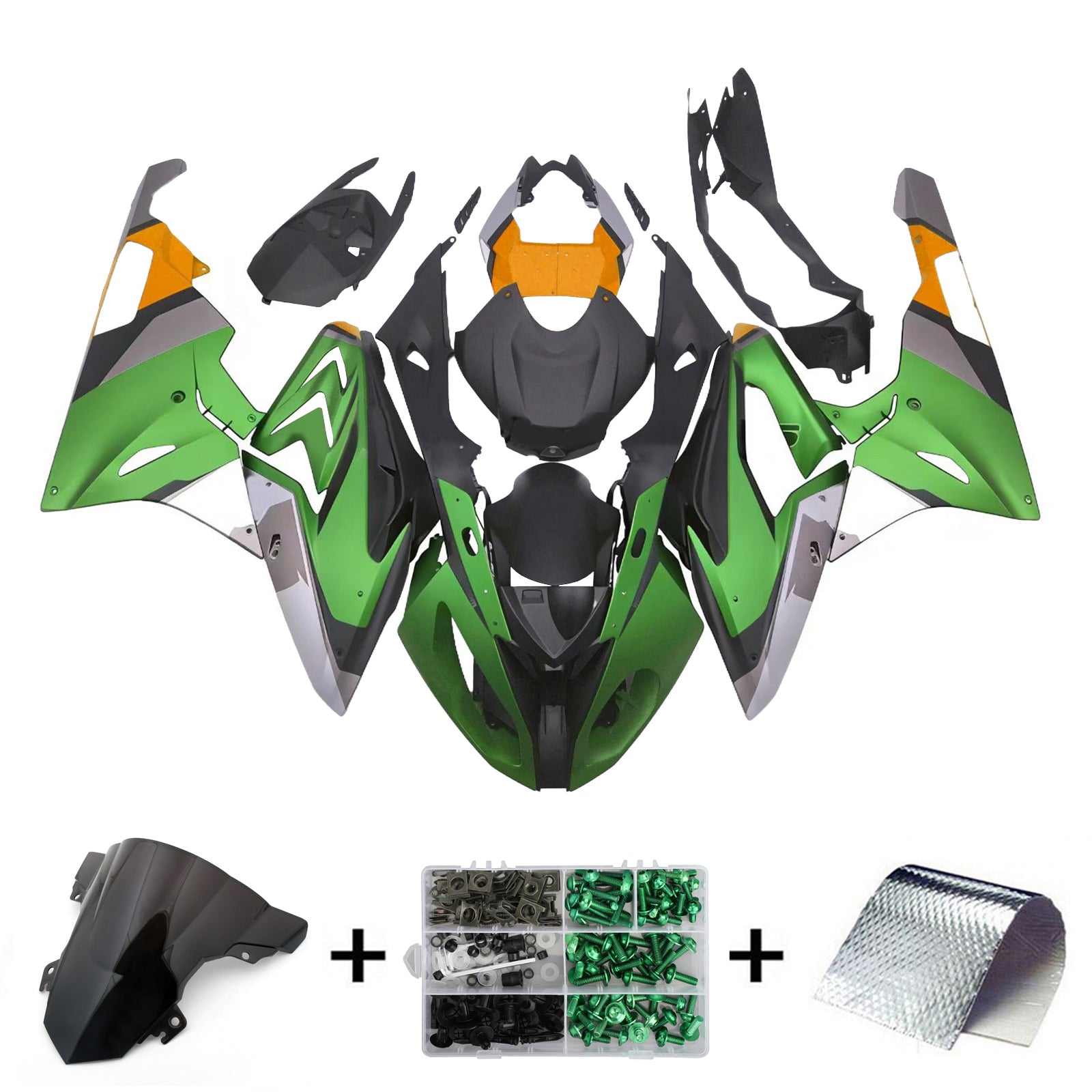 Amotopart 2017-2018 BMW S1000RR Gray Black Green Fairing Kit