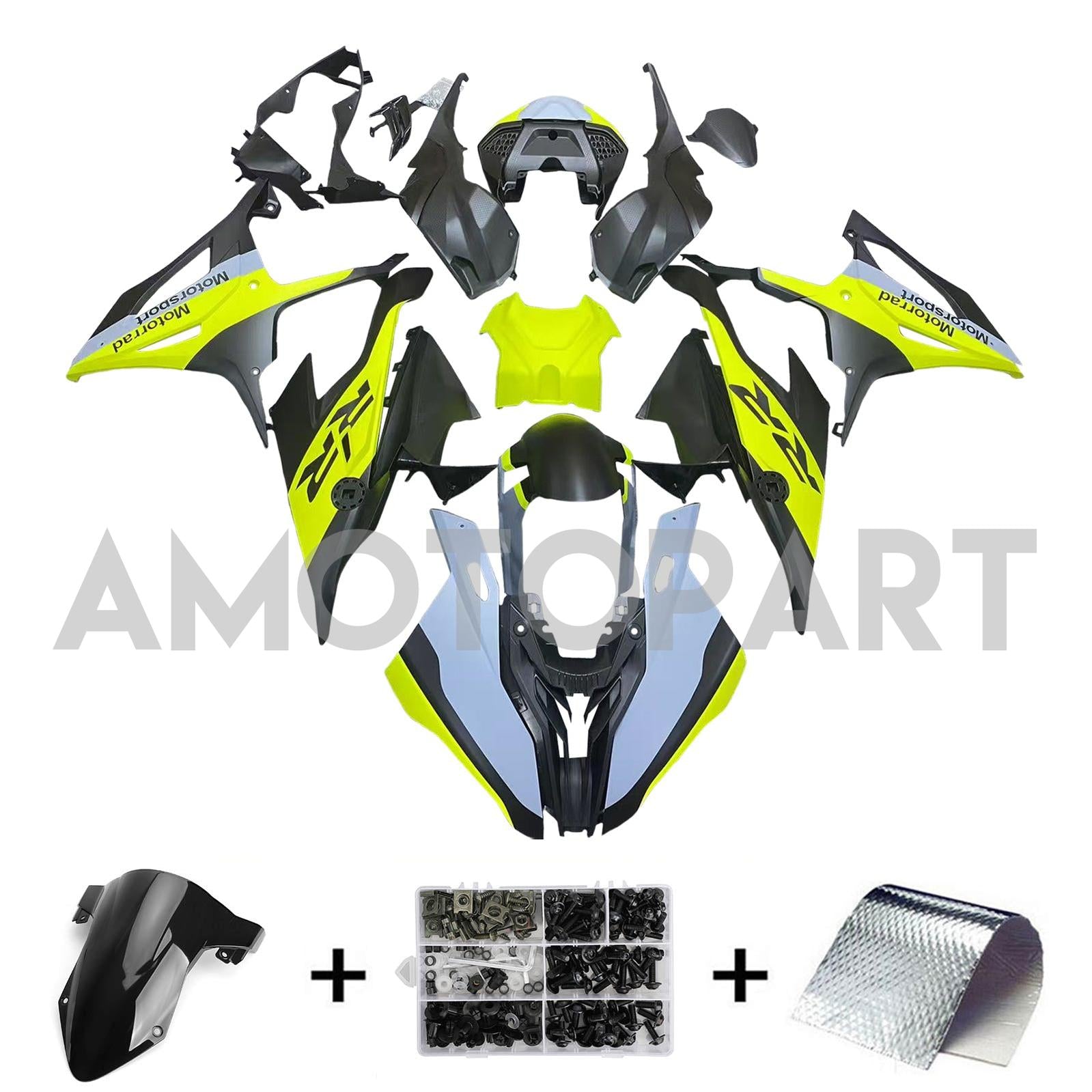 Amotopart 2019-2022 BMW S1000RR/M1000RR Yellow Black Racing Fairing Kit