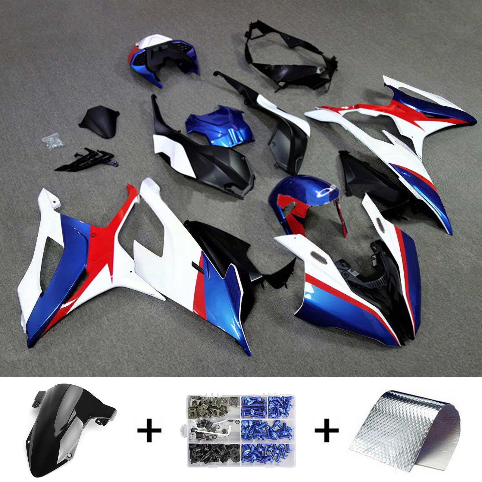 Amotopart 2019-2022 BMW S1000RR/M1000RR White Blue Red Racing Fairing Kit