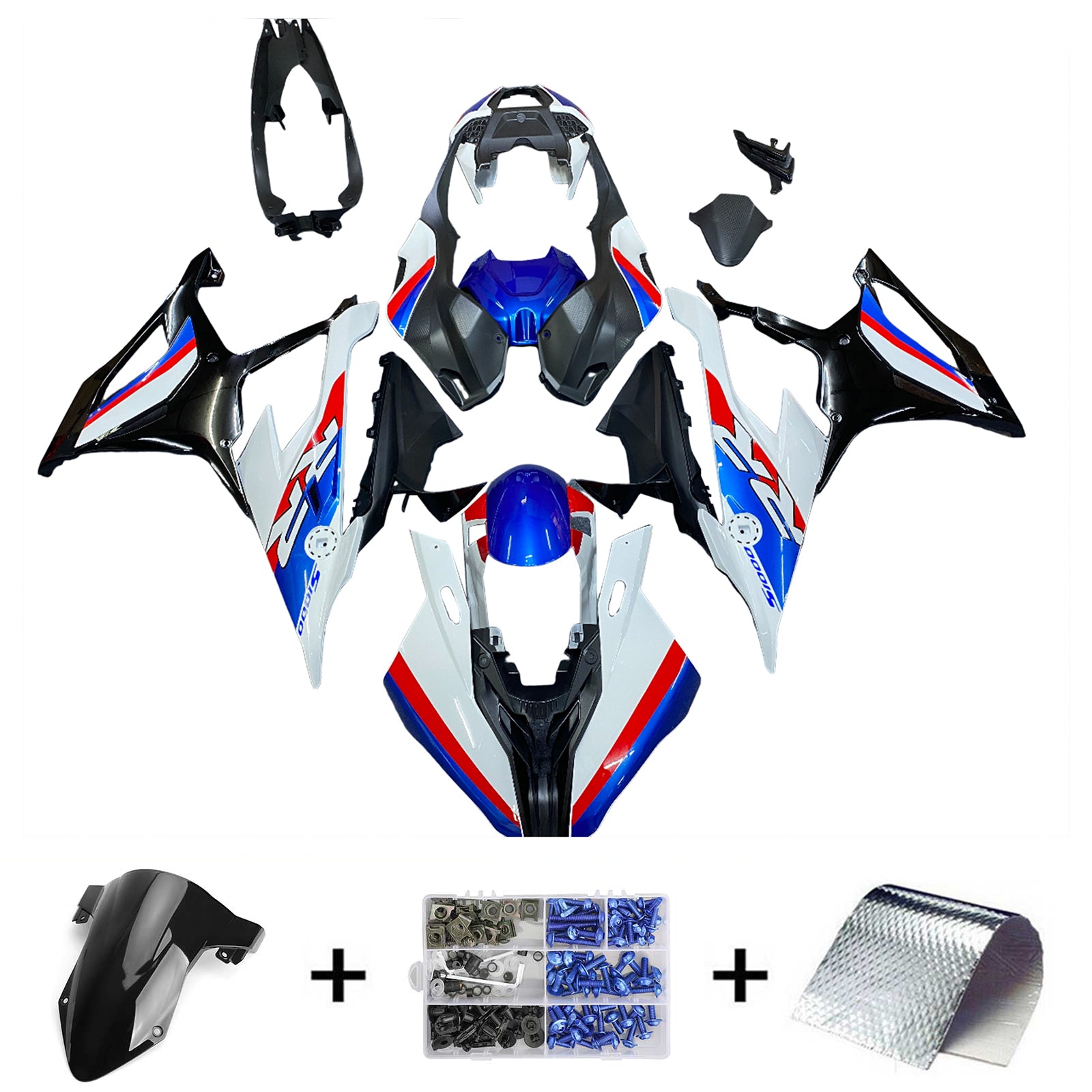 Amotopart 2019-2022 BMW S1000RR/M1000RR White Racing Fairing Kit