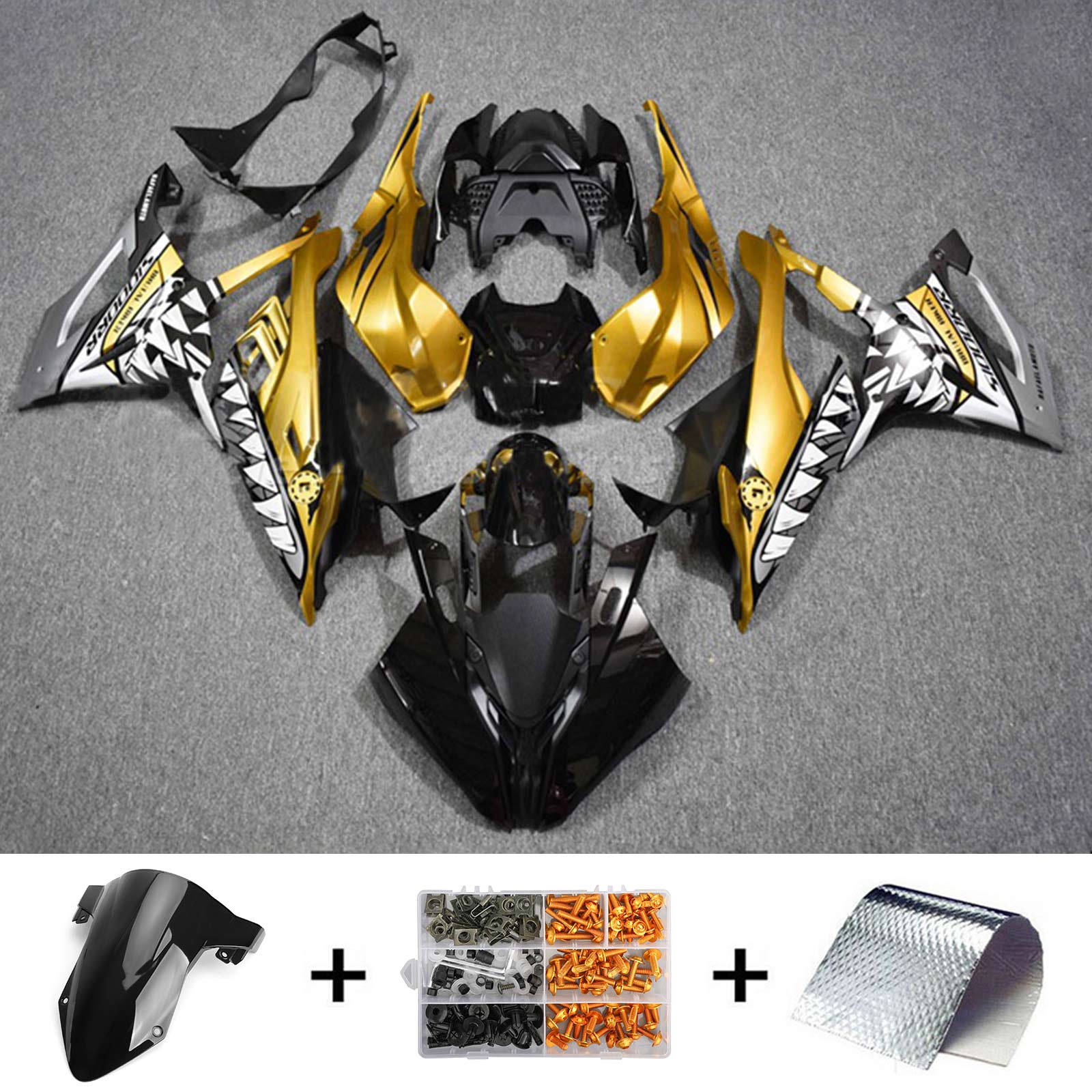 Amotopart 2019-2022 BMW S1000RR/M1000RR Kit de carenado Gold Shark Racing