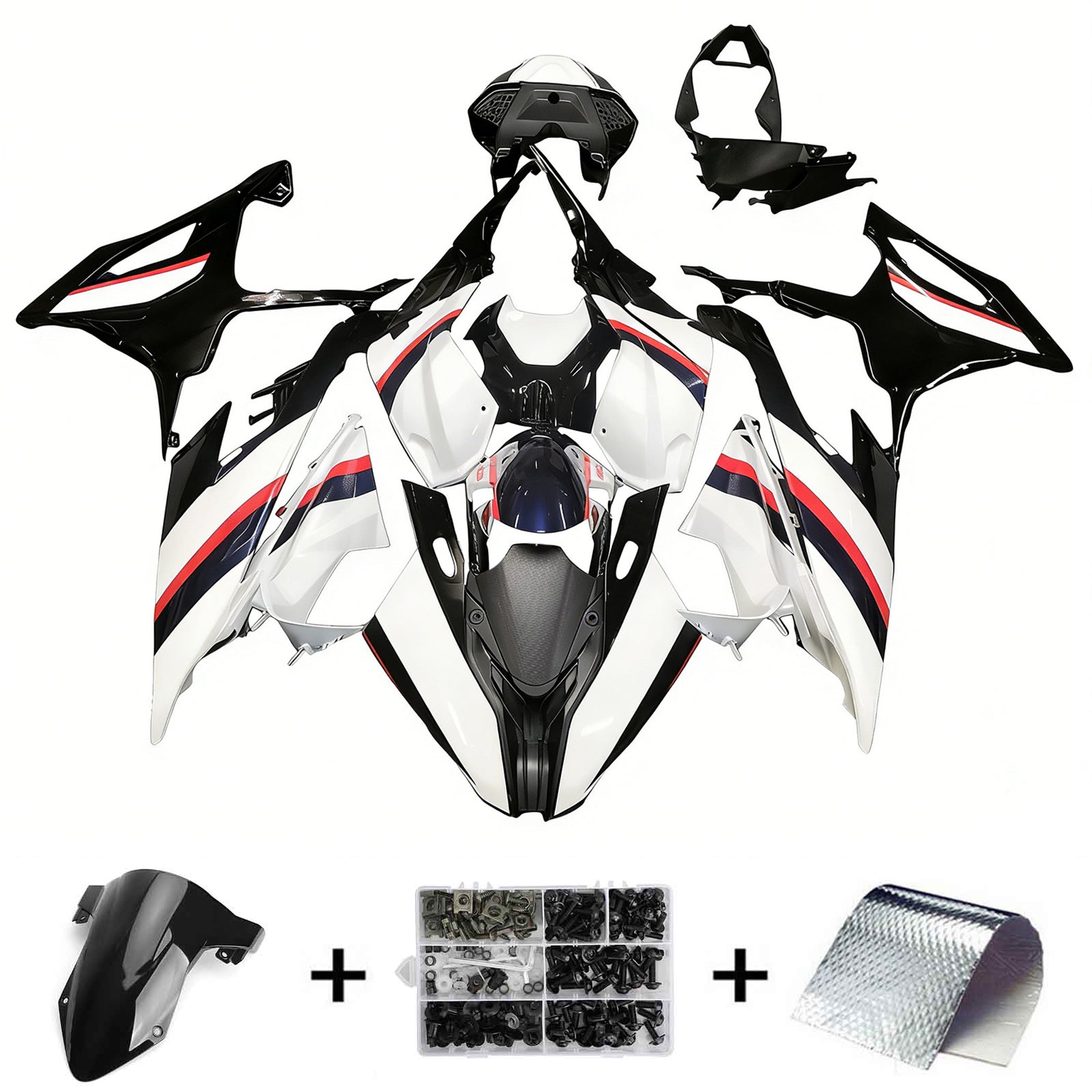 Amotopart 2019-2022 BMW S1000RR/M1000RR Kit de carenado multicarreras blanco