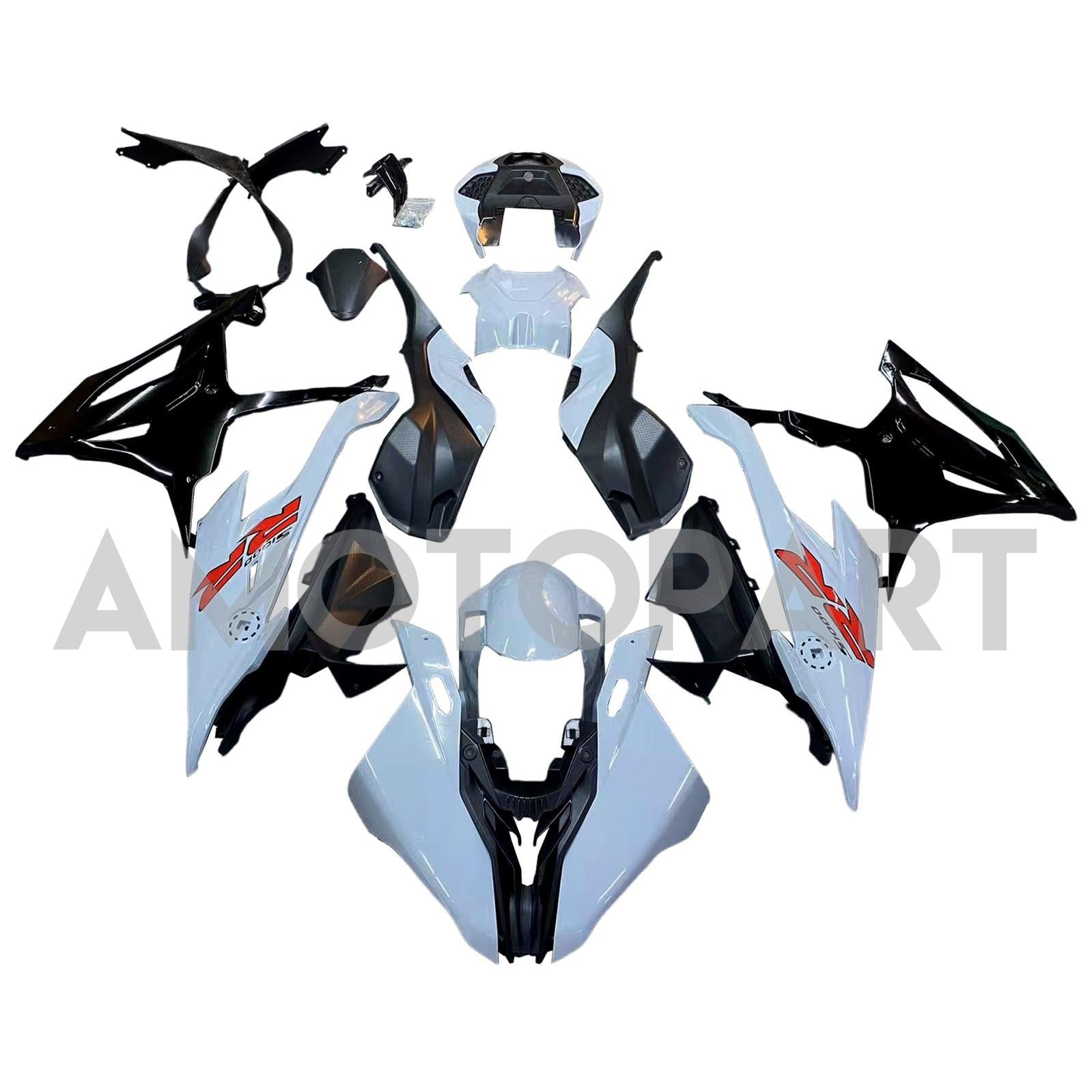 Amotopart 2019-2022 BMW S1000RR/M1000RR Black Grey-White Racing Fairing Kit