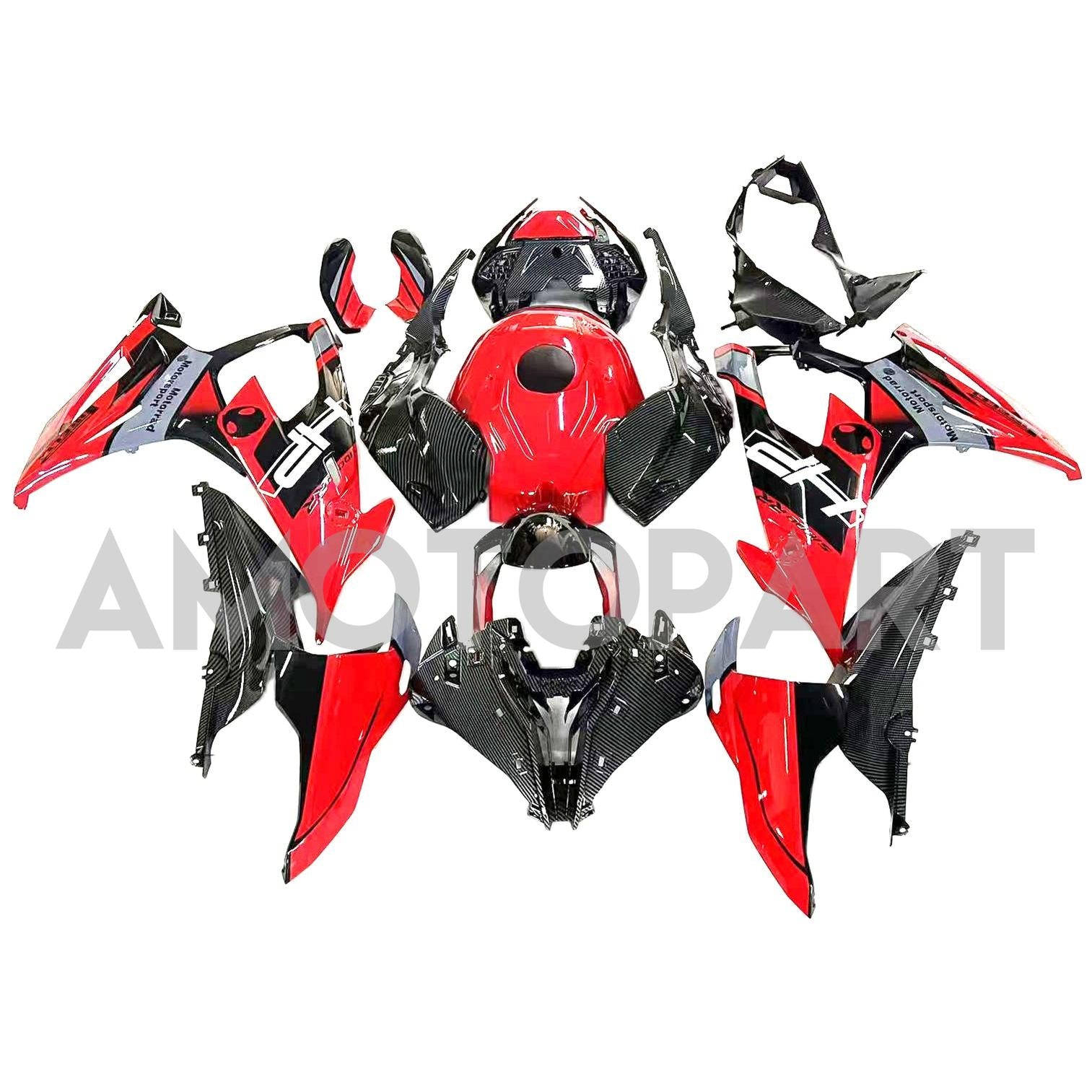 Amotopart BMW S1000RR 2019-2022 Black&Red Fairing Kit