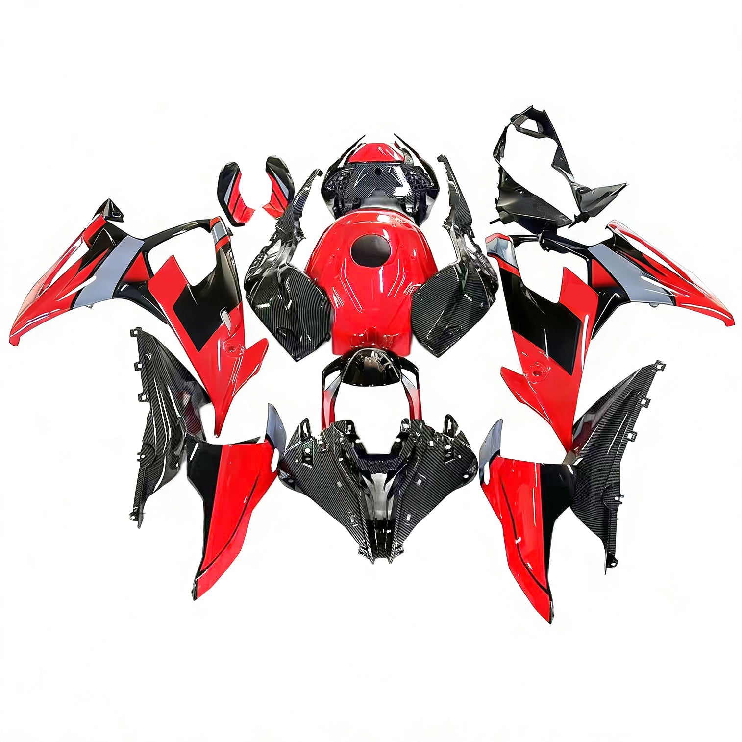 Amotopart BMW S1000RR 2019-2022 Black & Red Fairing Kit