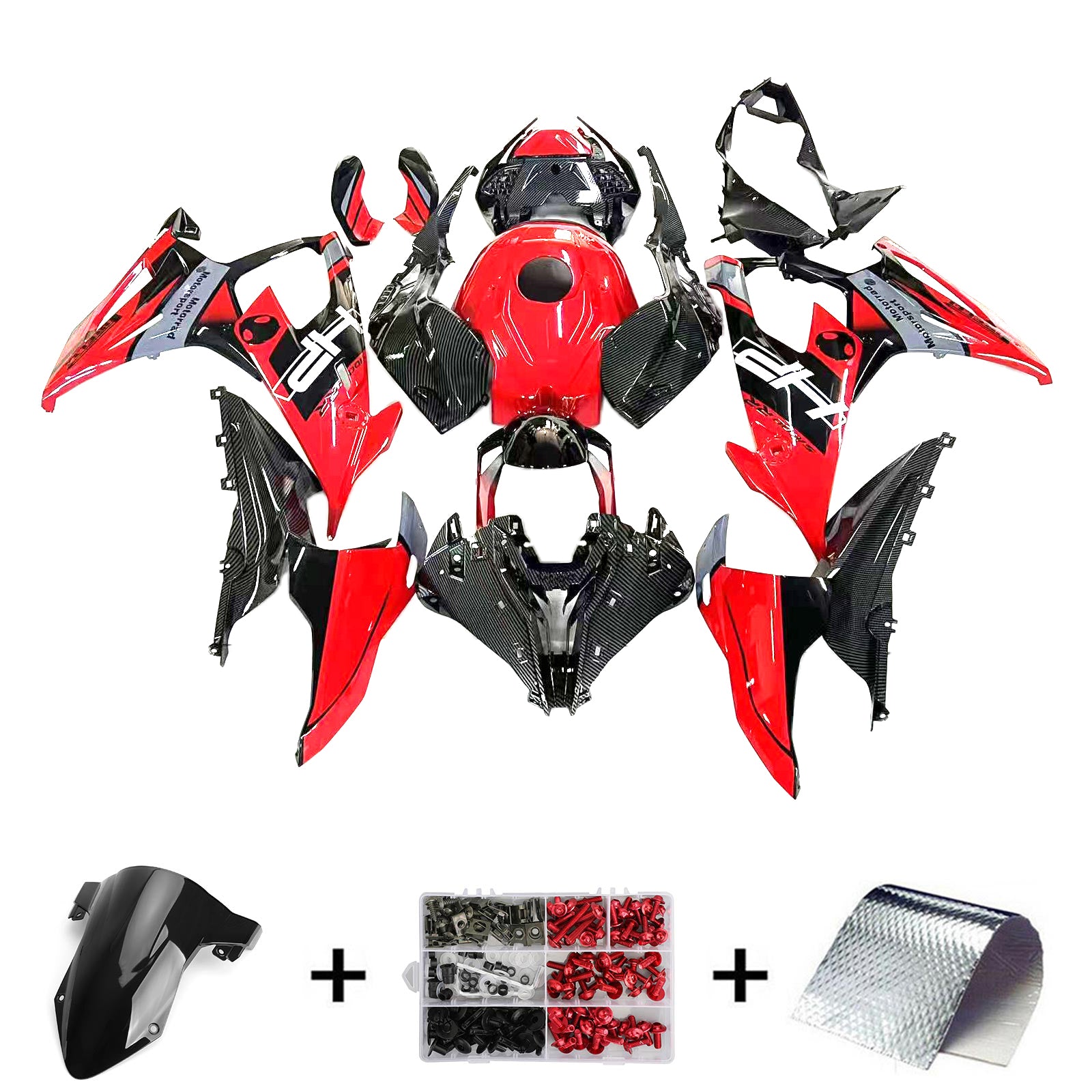 Amotopart BMW S1000RR 2019-2022 Black&Red Fairing Kit
