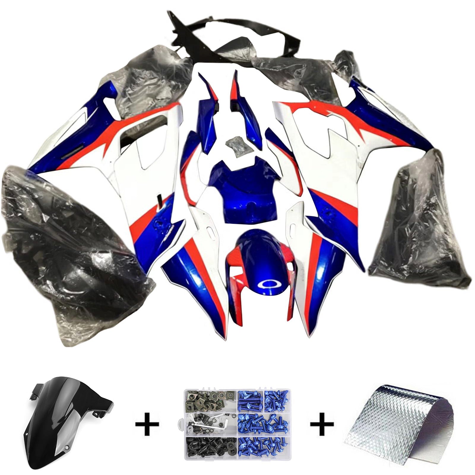Kit de carenado Amotopart BMW S1000RR 2019-2022 azul y rojo Style4