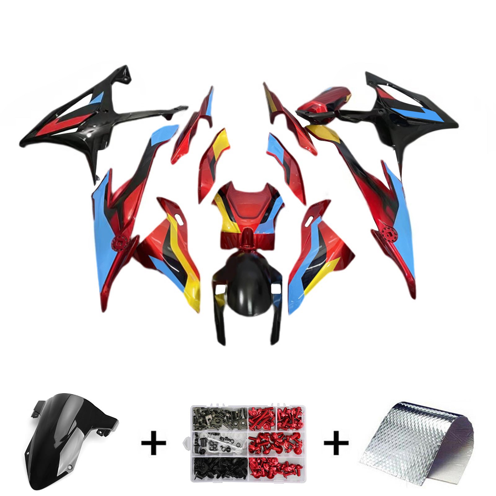 Amotopart BMW S1000RR 2019-2022 ブルー&レッド Style3 フェアリングキット