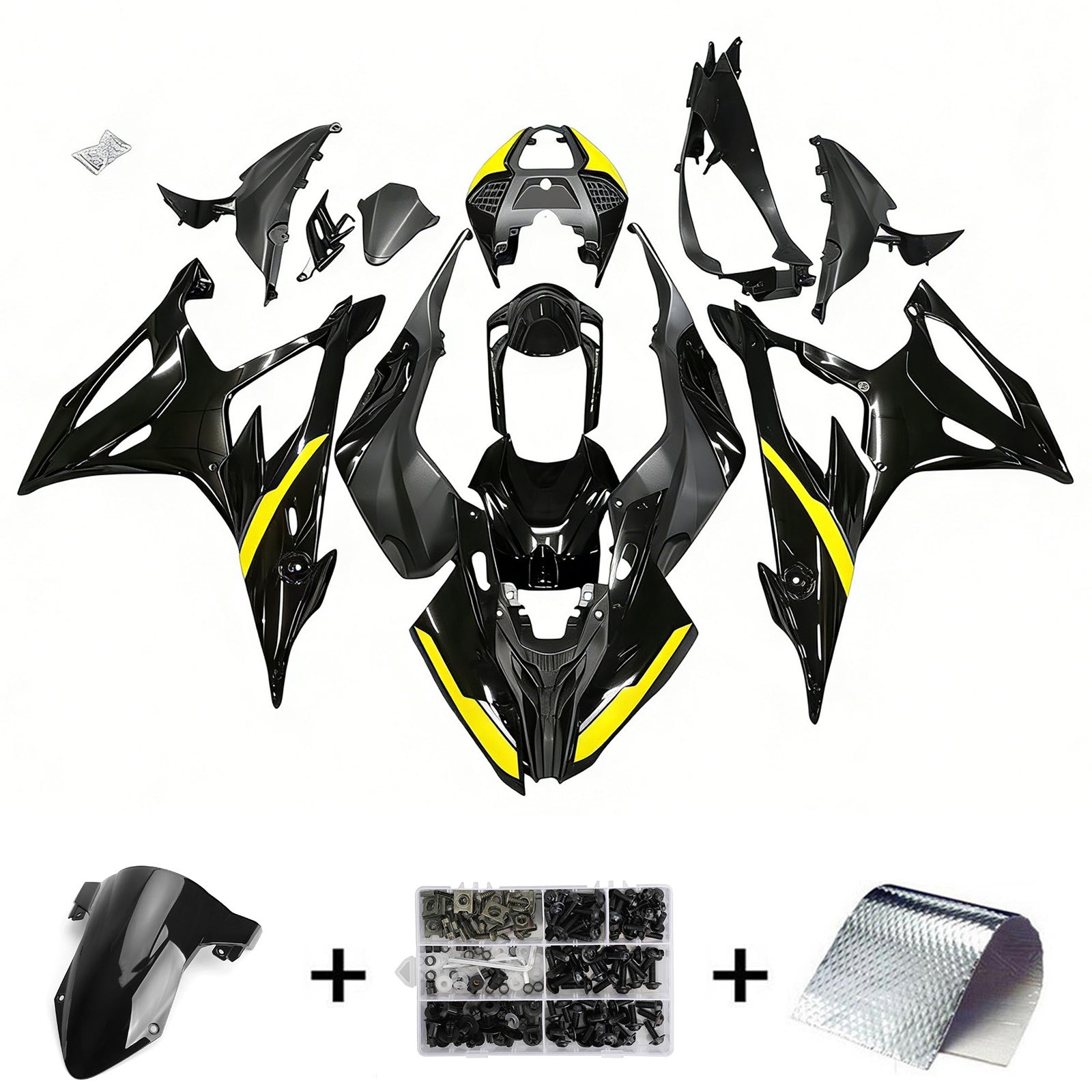 Amotopart BMW S1000RR 2019-2022 ブラック&イエロー フェアリングキット