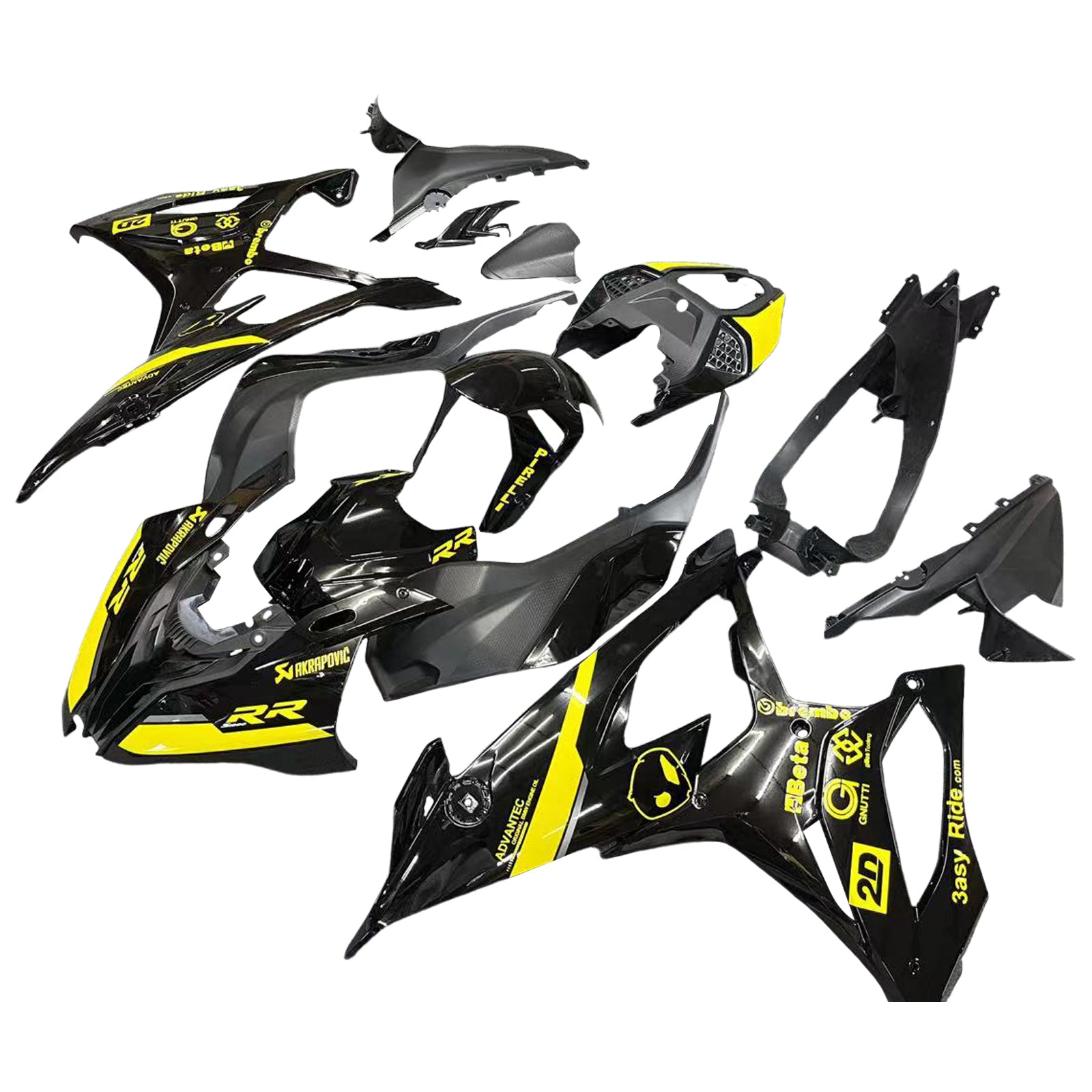 Amotopart BMW S1000RR 2019-2022 Black&Yellow Fairing Kit