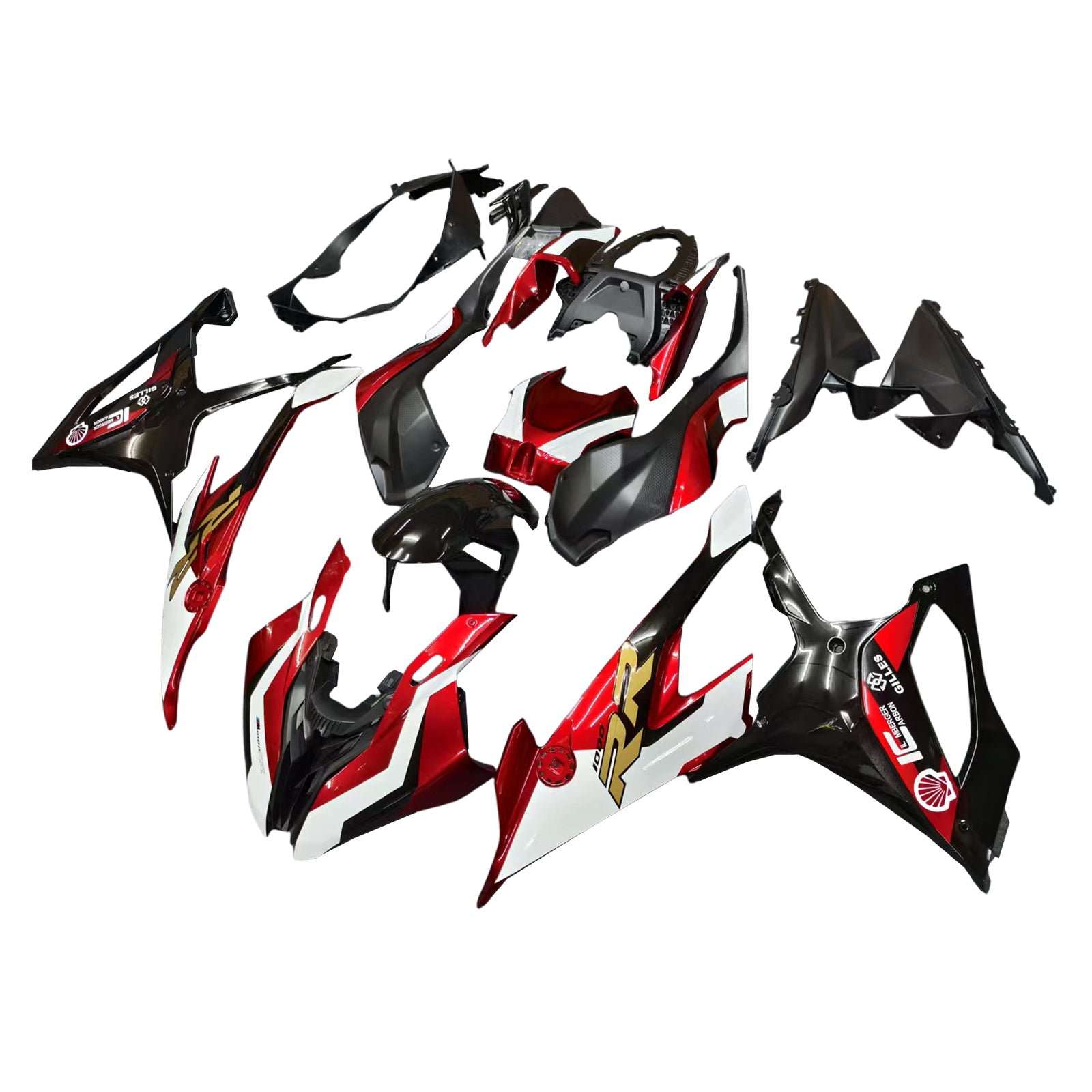 Amotopart BMW S1000RR 2019-2022 Rouge&Kit de carénage Black Style2