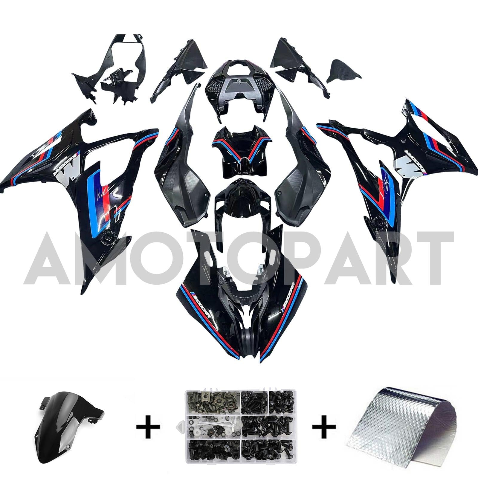 Amotopart BMW S1000RR 2019-2022 Blue & Black Fairing Kit