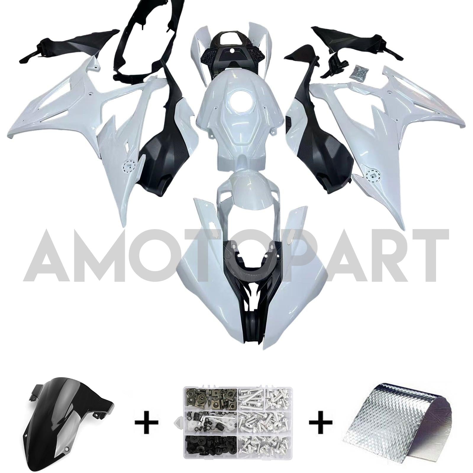 Amotopart 2019-2022 BMW M1000RR S1000RR Black White Fairing Kit