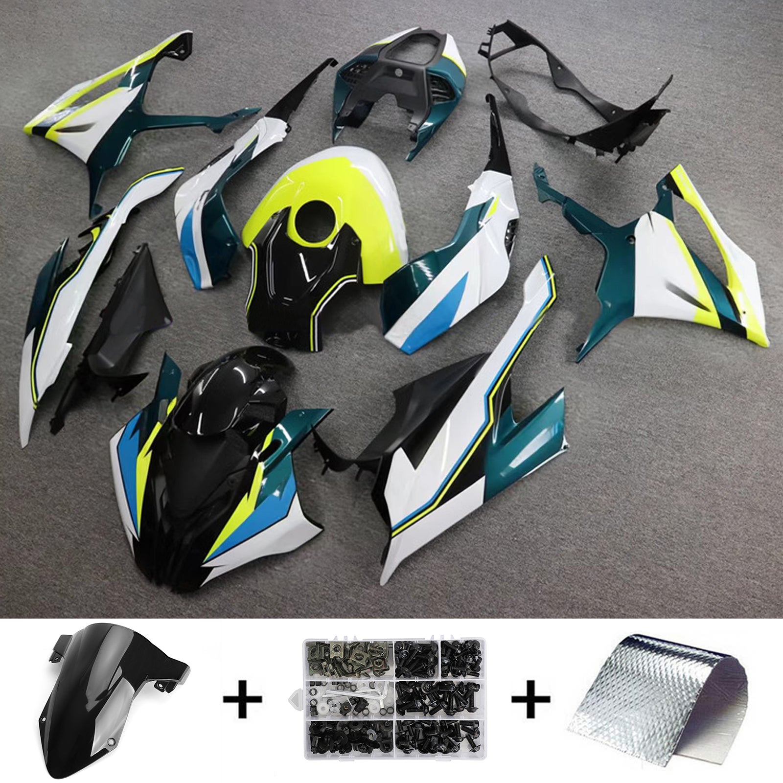 Amotopart 2019-2022 BMW S1000RR Black White Yellow Fairing Kit