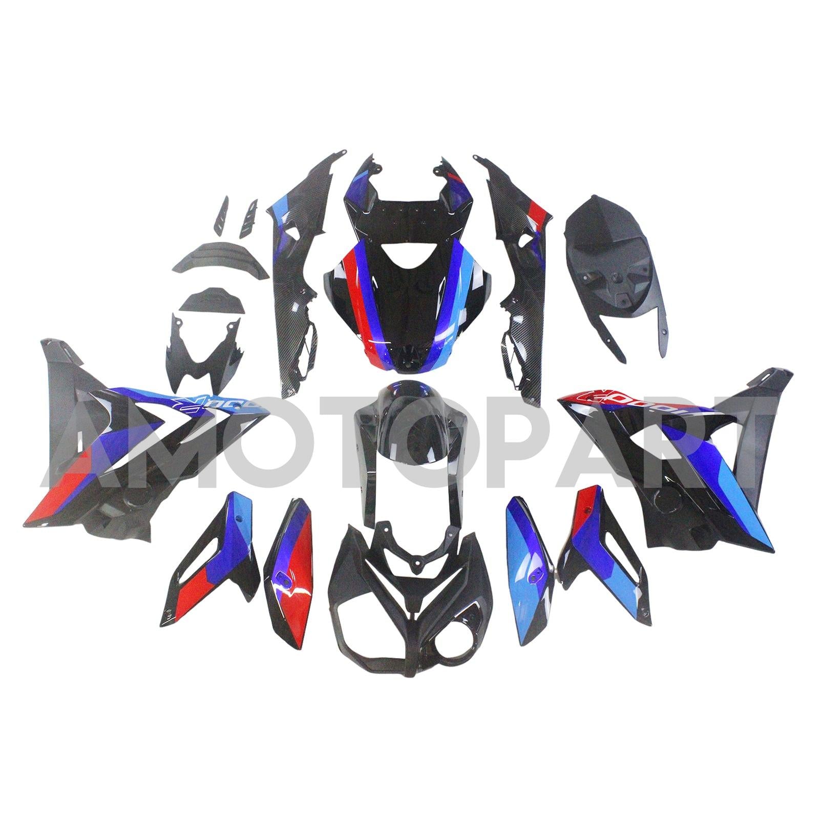 Amotopart 2014-2016 BMW S1000R Carbon Fiber Blue&Red Fairing Kit