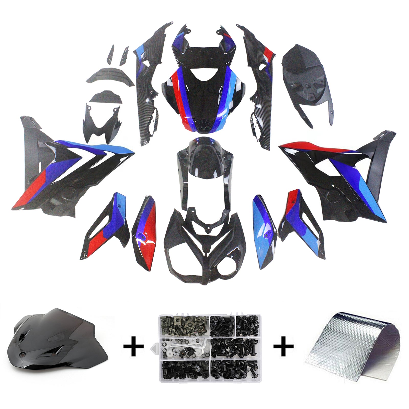 Amotopart 2014-2016 BMW S1000R Carbon Fiber Blue&Czerwony zestaw owiewek