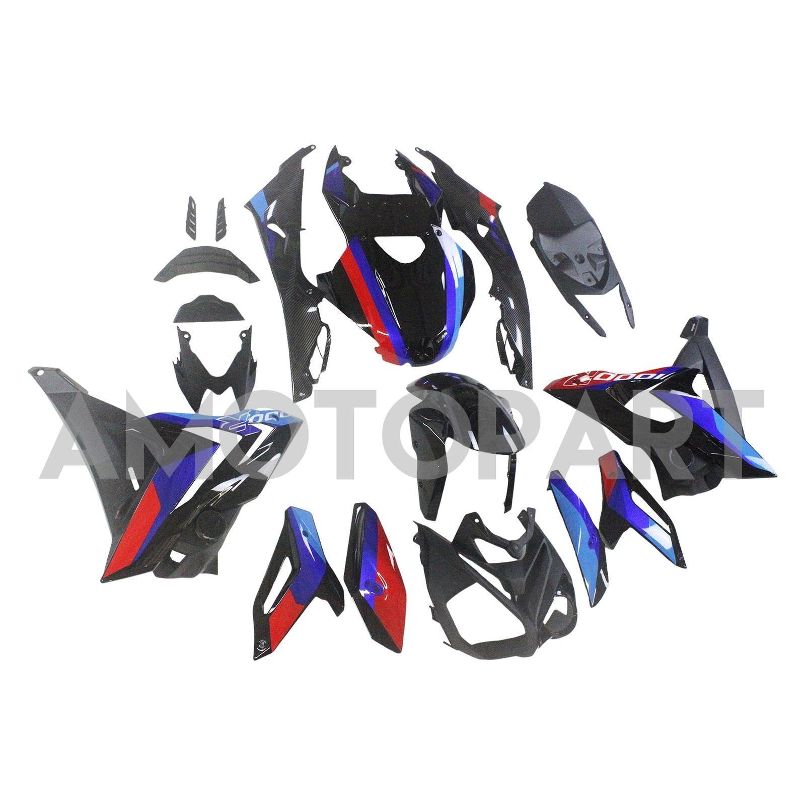 Amotopart 2014-2016 BMW S1000R Carbon Fiber Blue&Red Fairing Kit