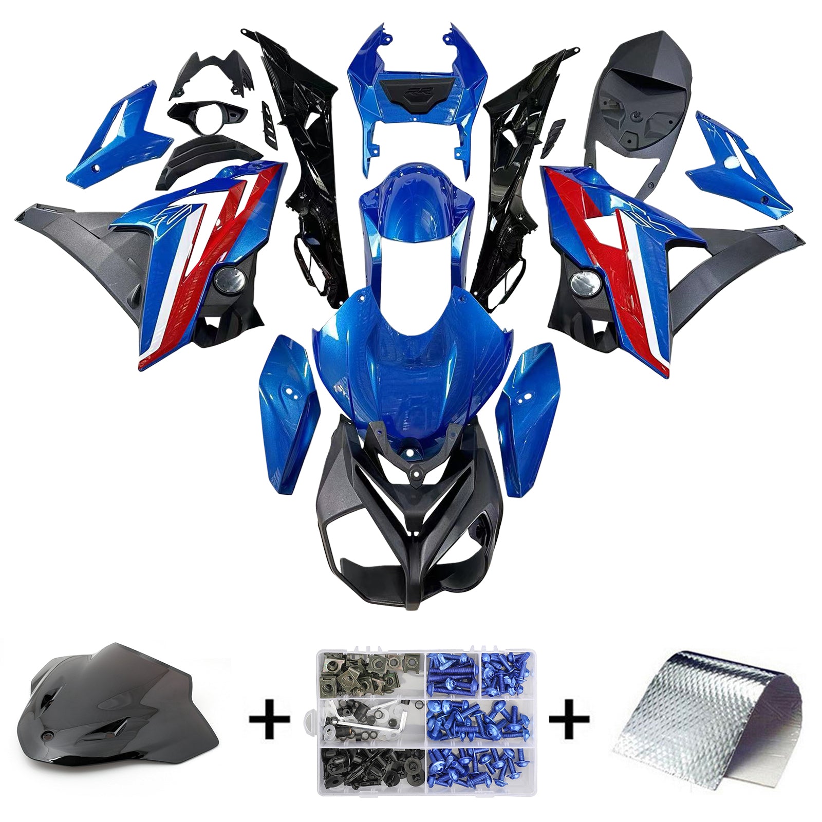 Amotopart 2014-2017 BMW S1000R Kit de carénage bleu et rouge