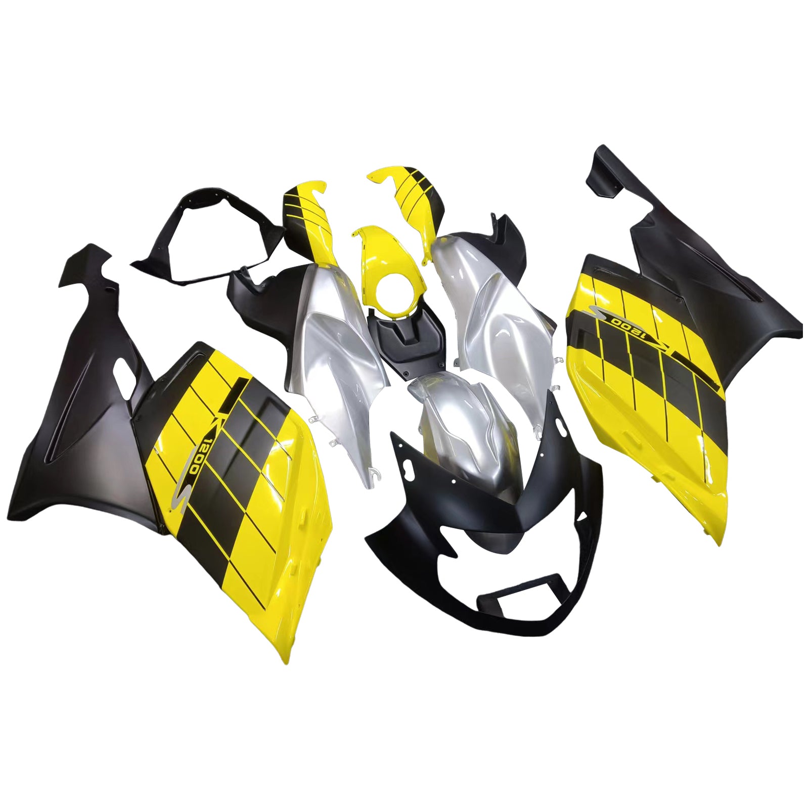 Amotopart BMW 2005-2010 K1200S Black Yellow Sliver Fairing Kit