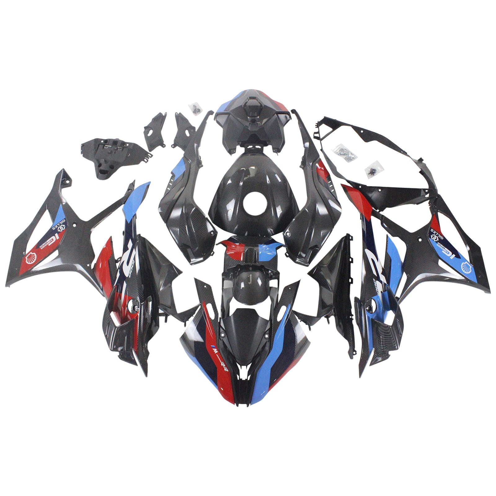 Amotopart 2023-2024 S1000RR BMW Red&Blue Carbon Fiber Fairing Kit