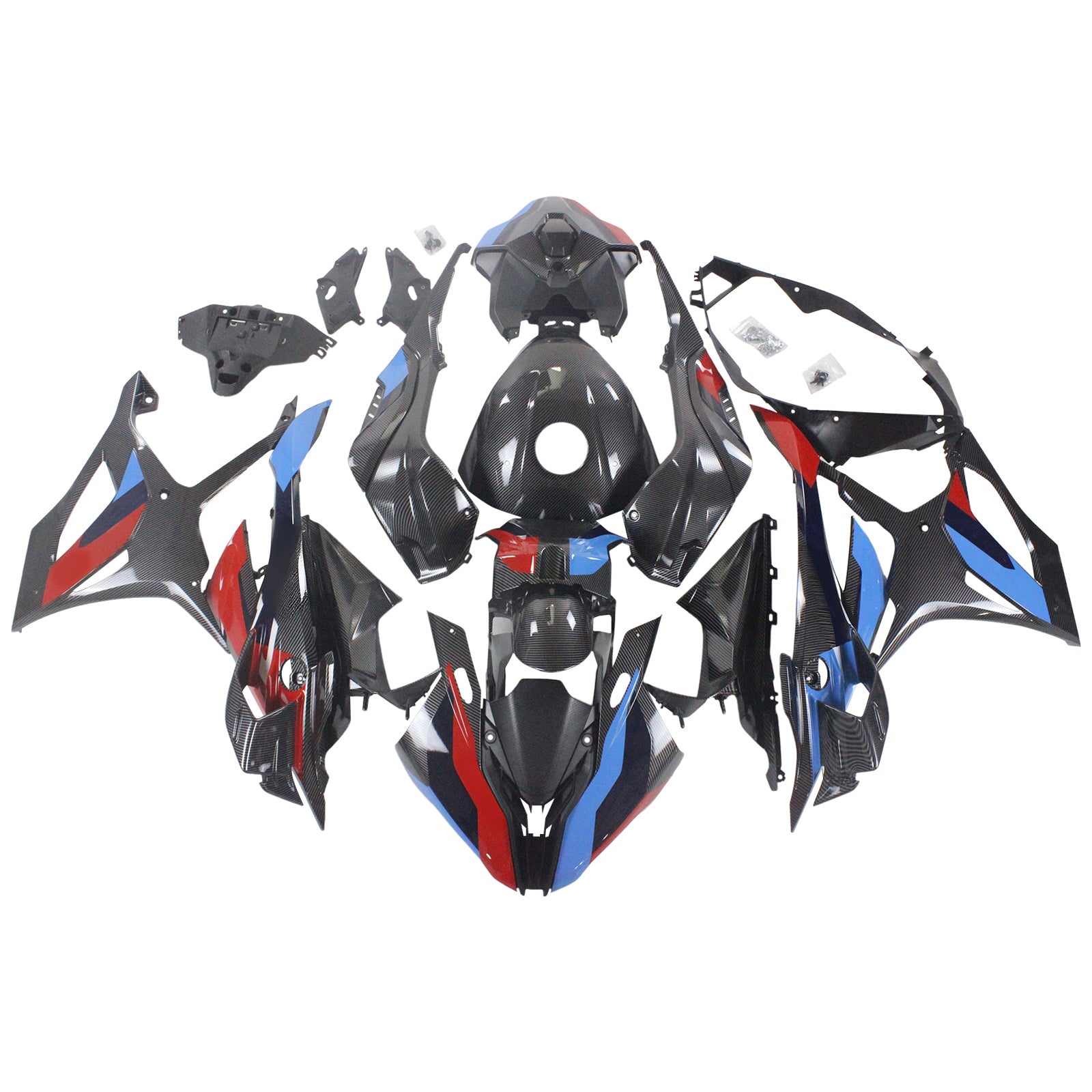 Amotopart 2023-2024 S1000RR BMW Red&Blue Carbon Fiber Fairing Kit