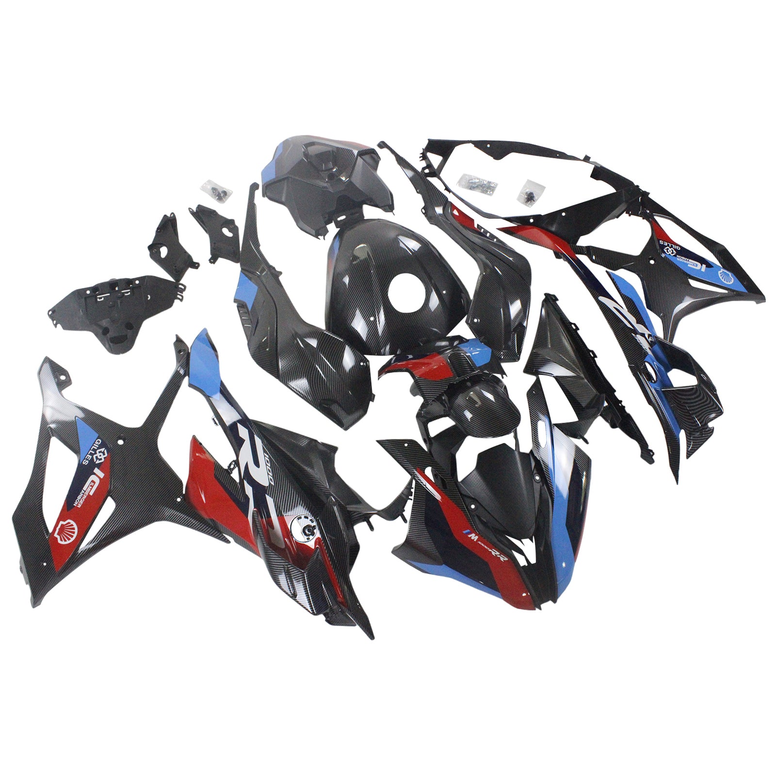 Amotopart 2023-2024 S1000RR BMW Red&Blue Carbon Fiber Fairing Kit