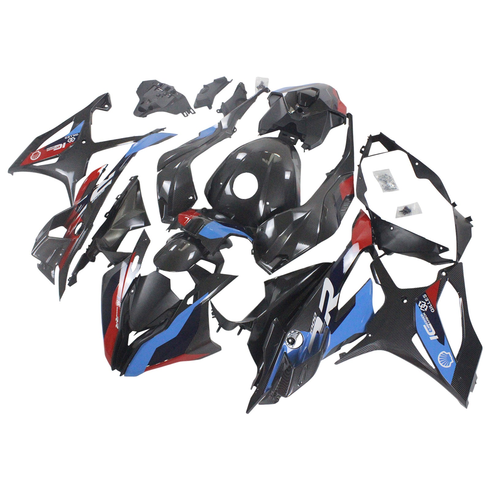 Amotopart 2023-2024 S1000RR BMW Red&Blue Carbon Fiber Fairing Kit