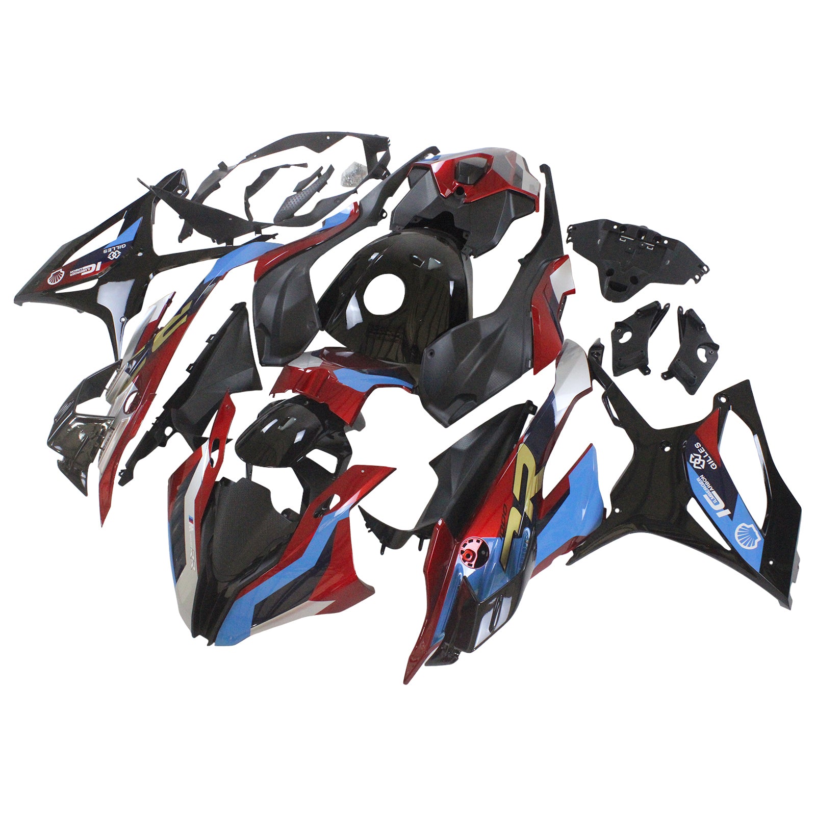 Amotopart 2023-2024 S1000RR BMW Rouge&Kit de carénage Blue Style2