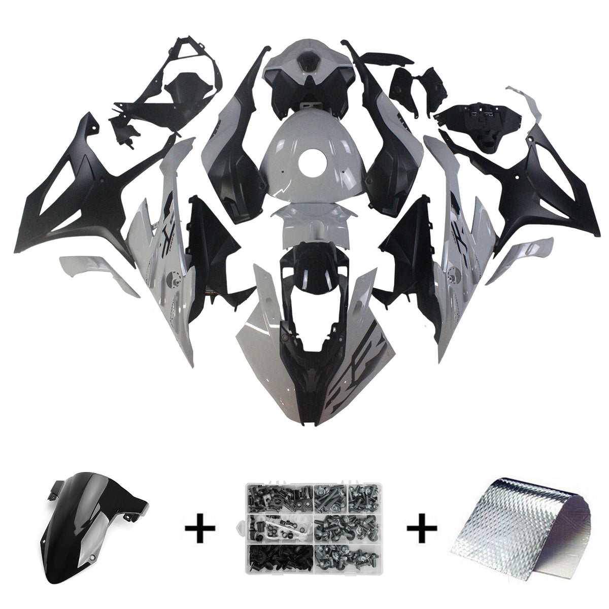 Amotopart 2023-2024 BMW S1000RR Kit de carenado blanco negro gris