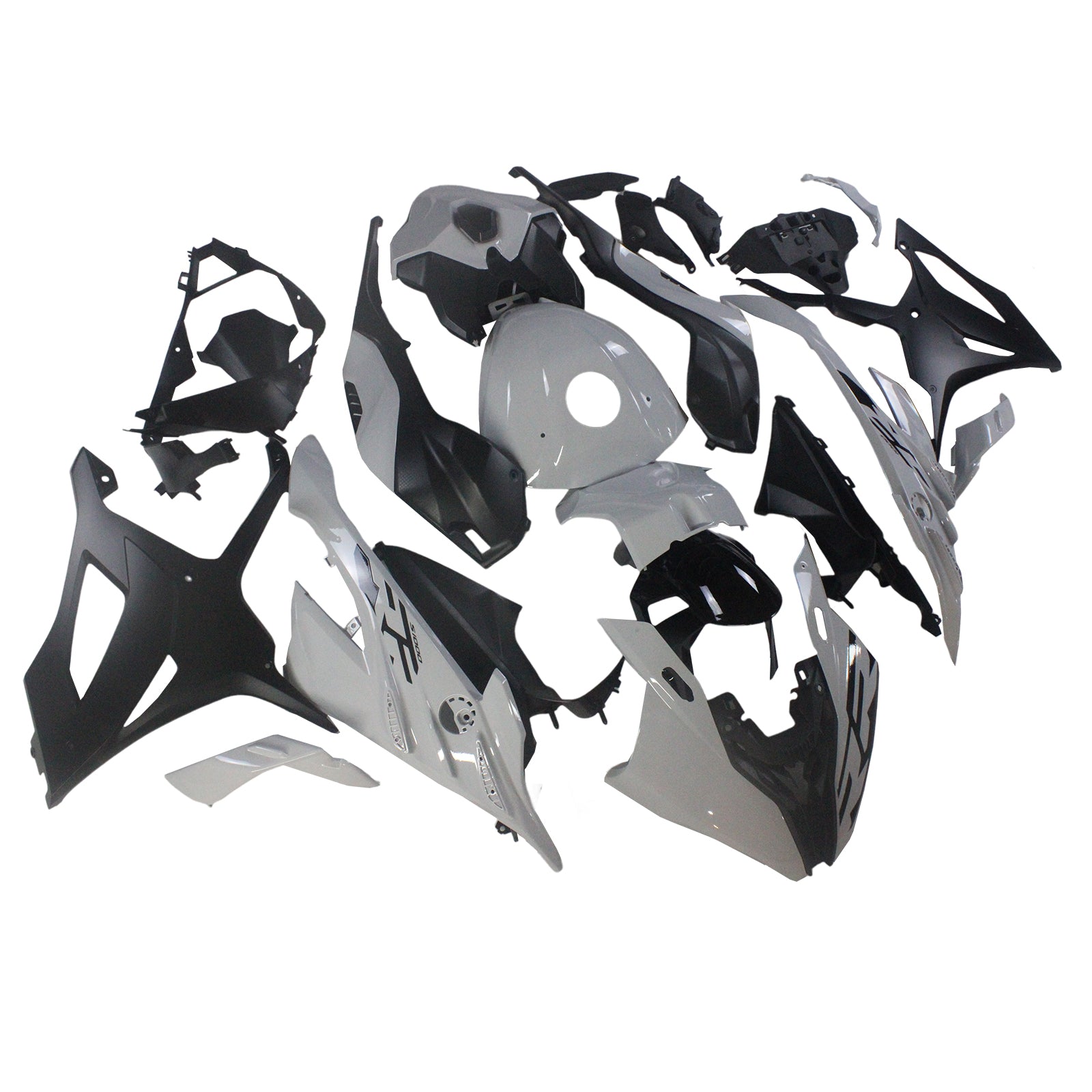 Amotopart 2023-2024 BMW S1000RR White Black Grey Fairing Kit