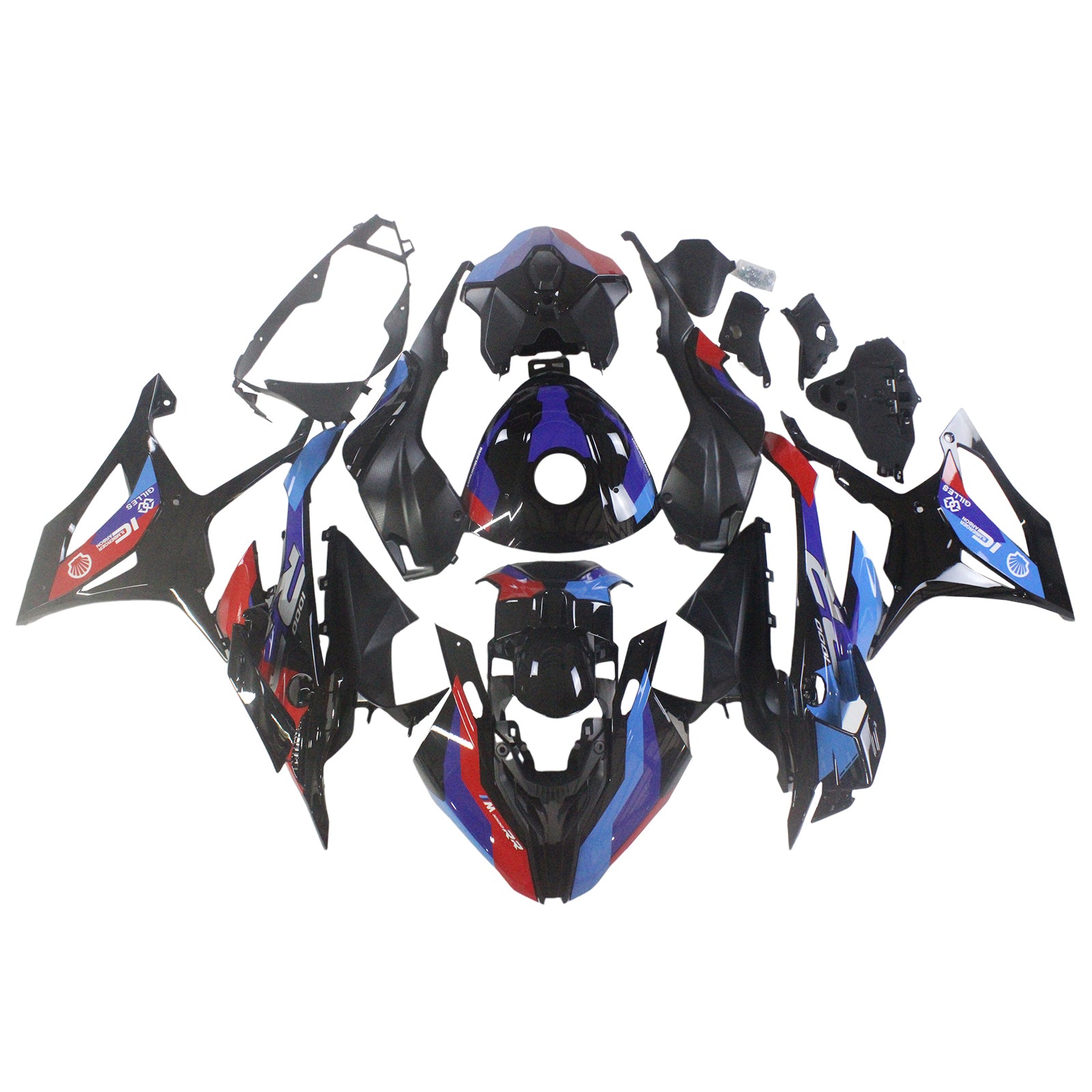 Amotopart 2023-2024 BMW S1000RR Black Grey Blue & Red Fairing Zestaw