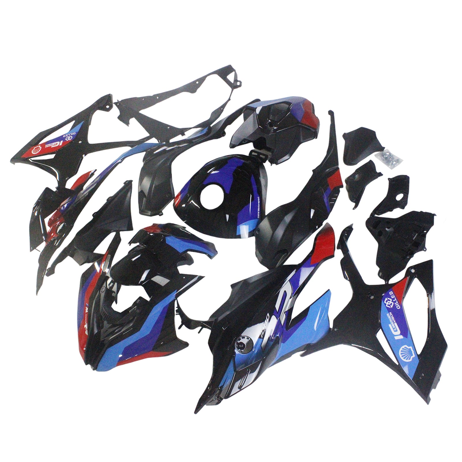 Amotopart 2023-2024 BMW S1000RR Black Grey Blue & Red Fairing Kit