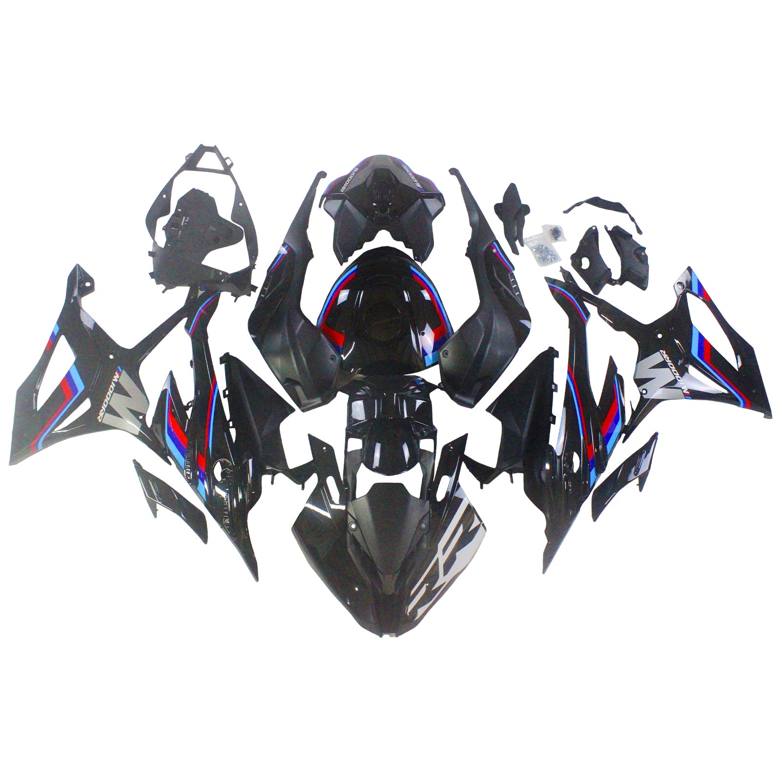 Amotopart 2023-2024 BMW S1000RR Grey Black White Fairing Zestaw