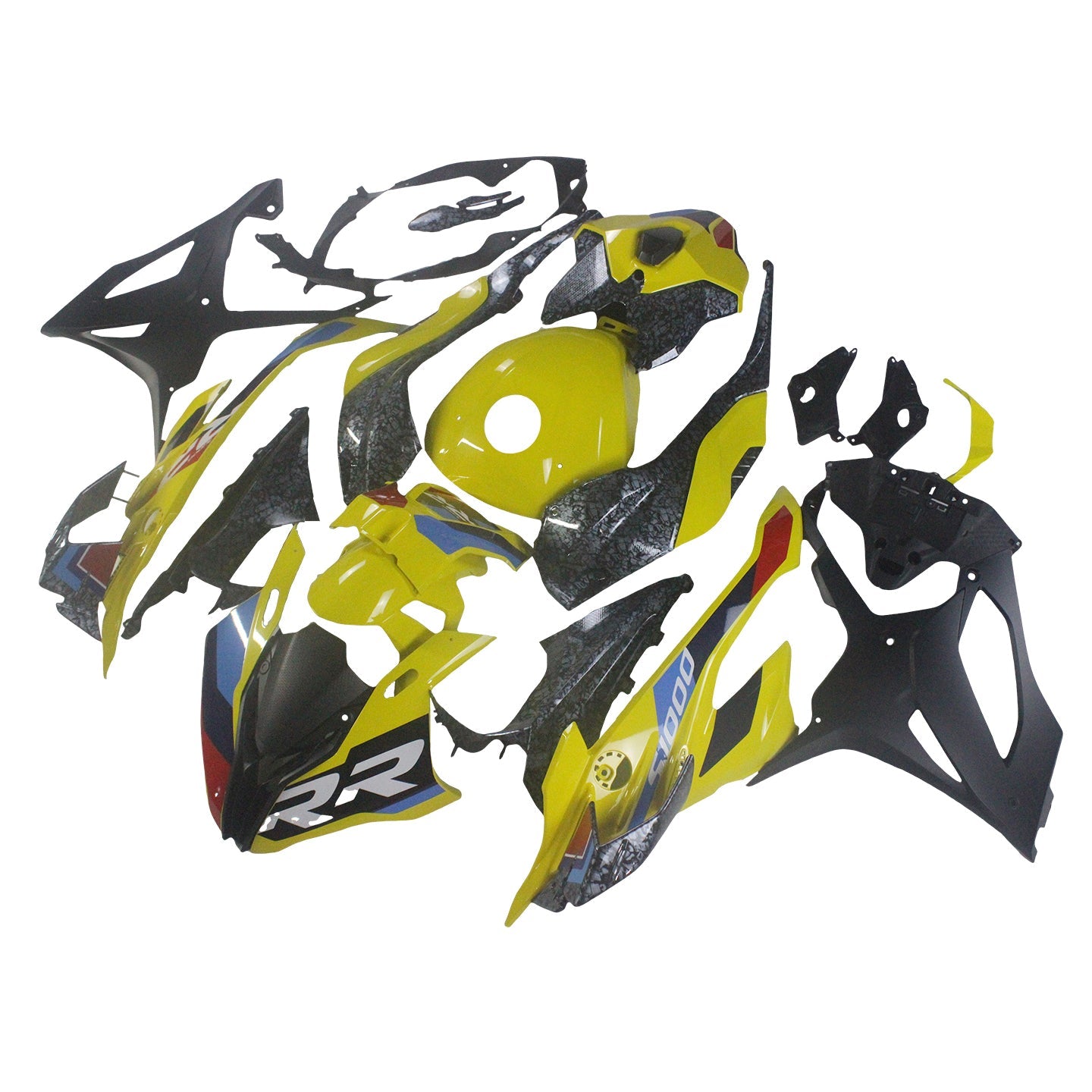 Amotopart 2023-2024 BMW S1000RR Carbon Fiber Black Yellow Fairing Kit